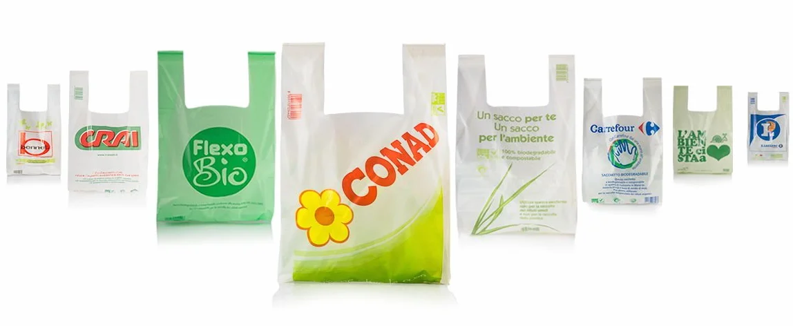 Plaxi 200 Buste Sacchetti biodegradabili compostabili 22+12x40 Norma EN 13432 per Negozi Alimentari, Usi Domestici a Strappo e asola per appenderli