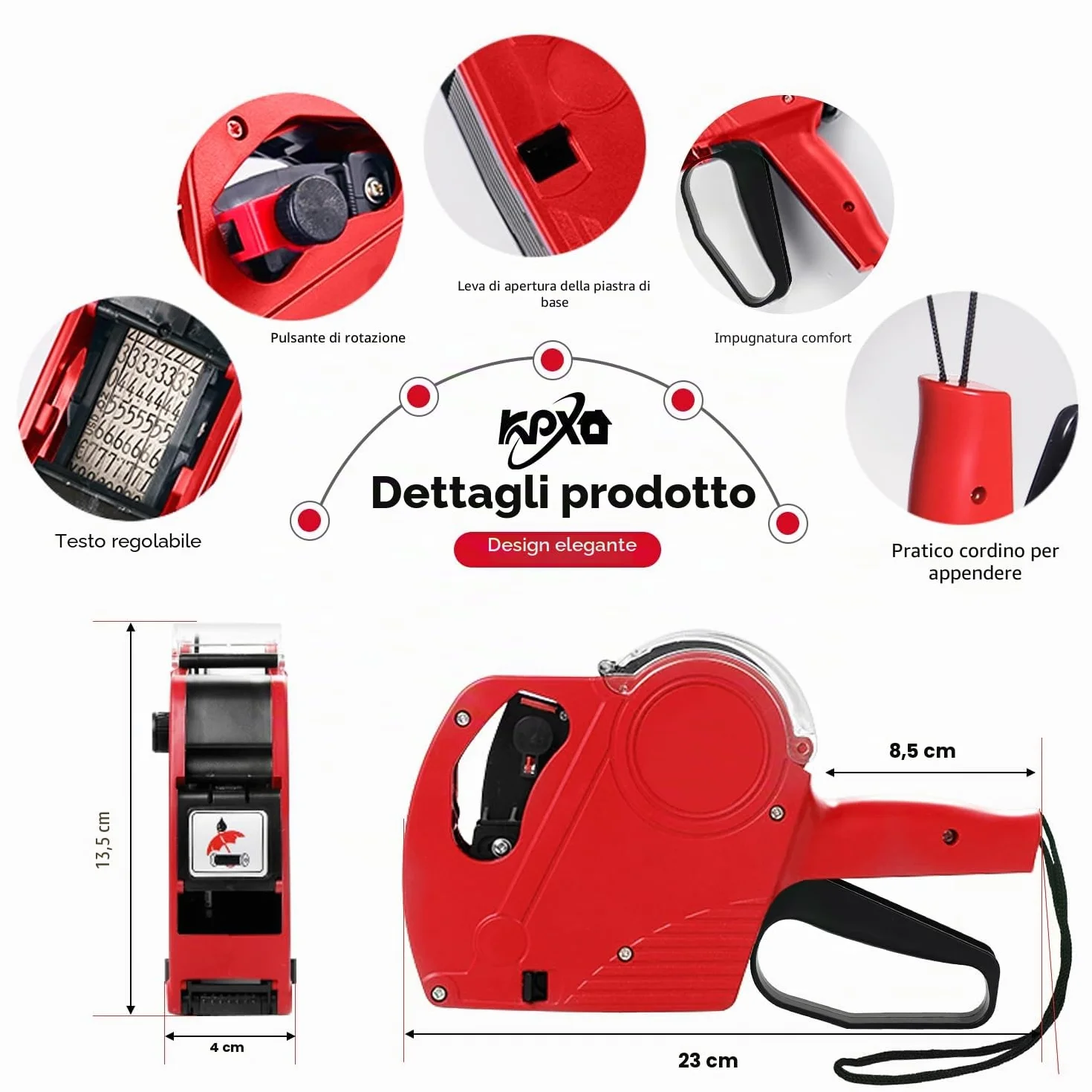 KPX MX5500 - Pistola per prezzi, con 5150 adesivi a pistola bianca e 3 rulli extra per inchiostro, pistola per etichette prezzi, pistola per prezzi, pistola per prezzi al dettaglio a 8 cifre ed