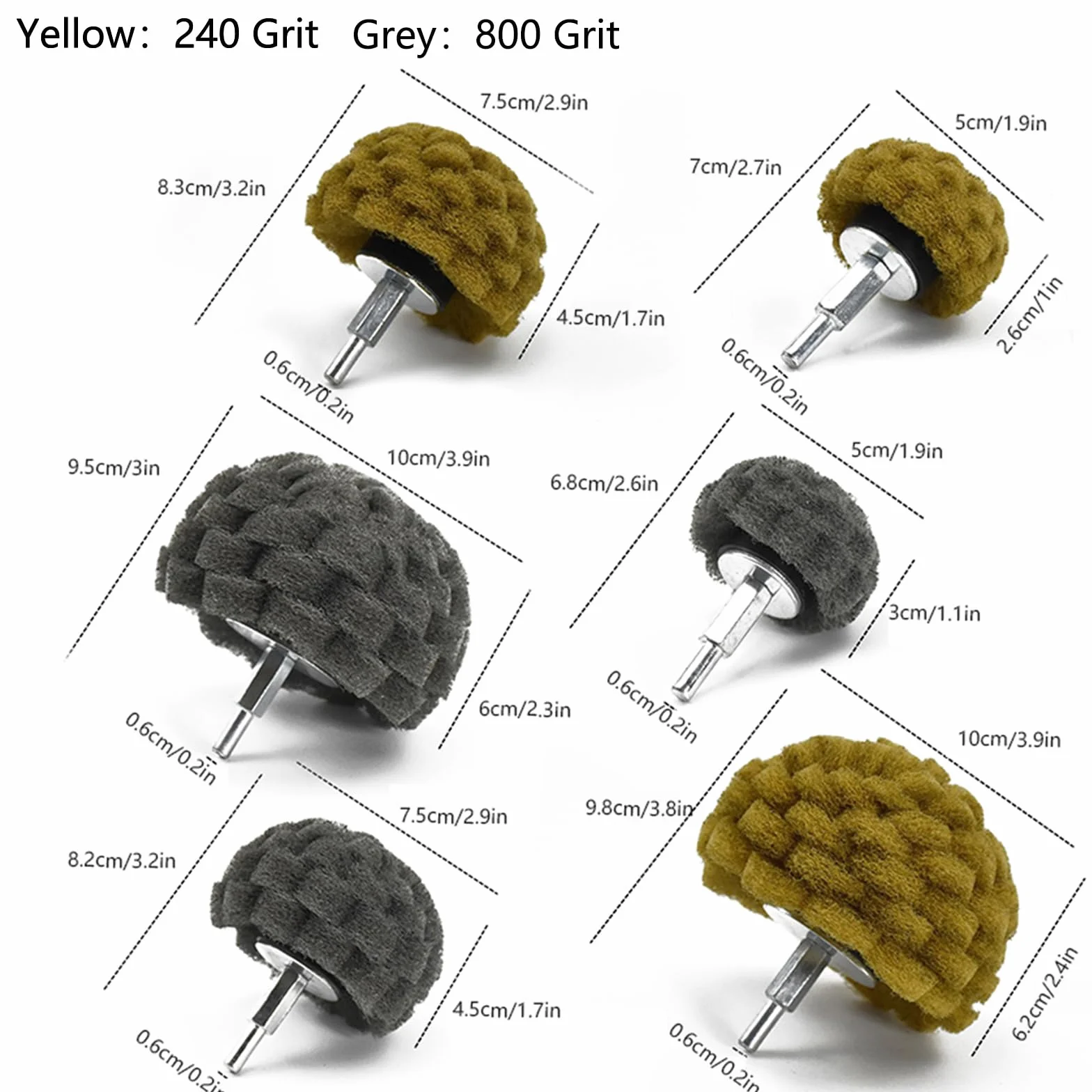 Set di 6 punte abrasive in tessuto non tessuto per lucidare spazzola spugna abrasiva sagomata 1/4 pollici per alluminio acciaio inossidabile