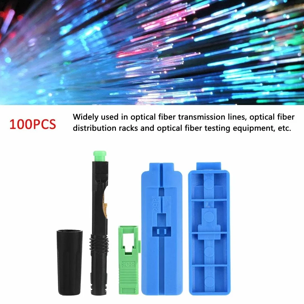 DEWIN Connettore Rapido Fibra Ottica SC/APC Adattatore Collegamento Rapido Pigtail Cavo Ottico FTTH 100 Pezzi