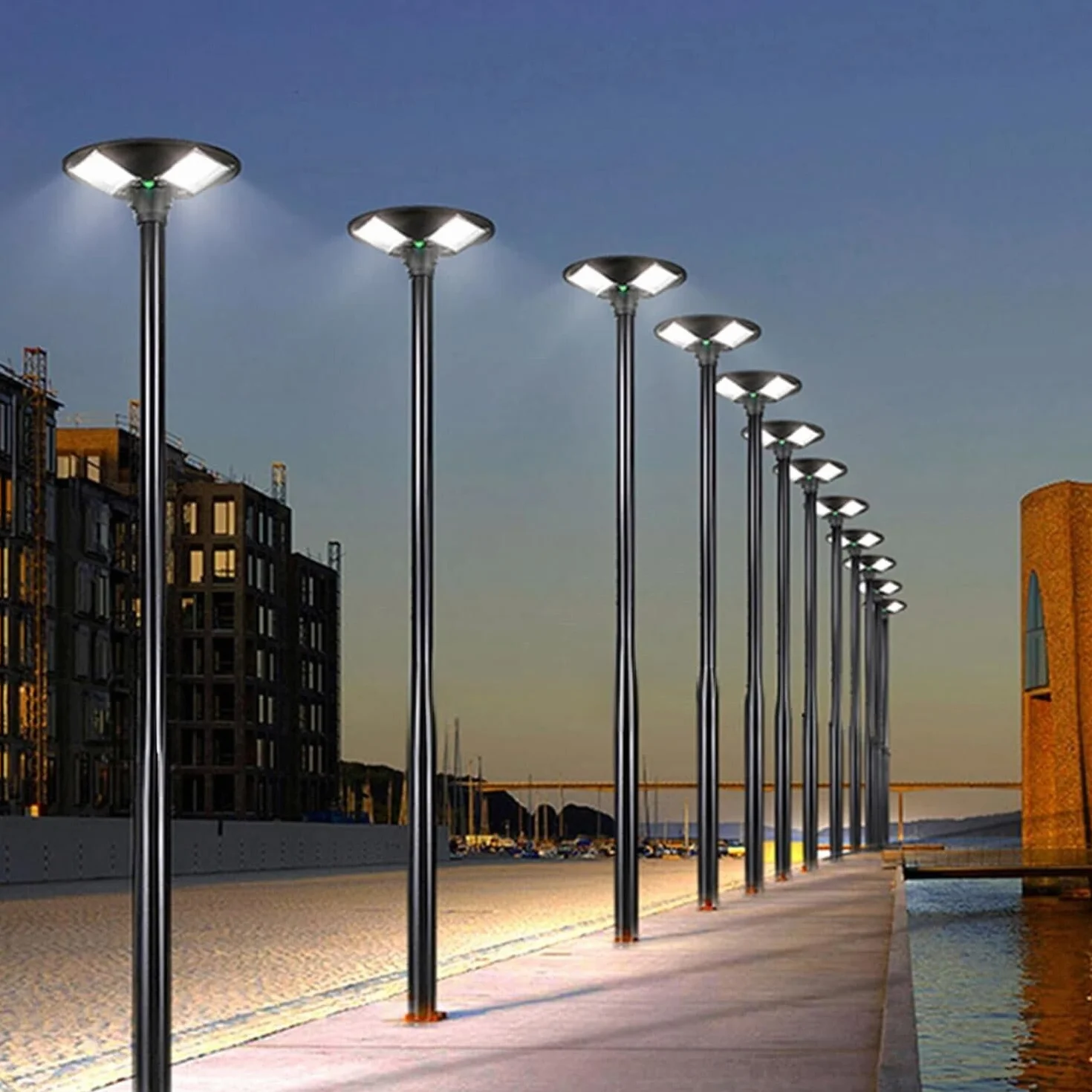 Staffa Palo Supporto Lampione Faro Stradale 3 Metri Metallo Nero per LED Solare Telecamere