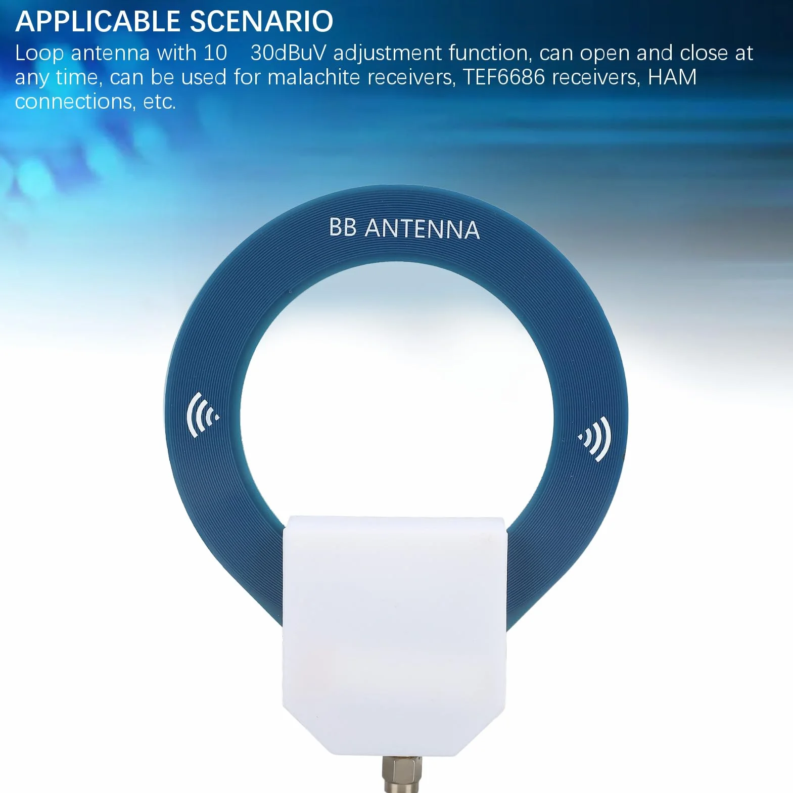 SW Donut Antenna Loop 9,9 KHz a 181 MHz a Onde Corte, Mini Portatile 10-30 DBuV con Connettore Maschio SMA, per Ricevitori Malachite e TEF6686