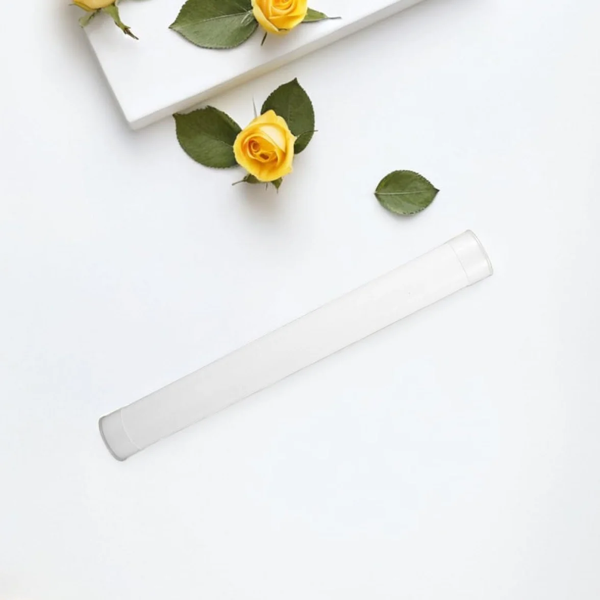 Zestaw 4 Tubi di Stoccaggio Rotondi in Plastica PE 31 cm Lunghezza 5 cm Diametro con Coperchio