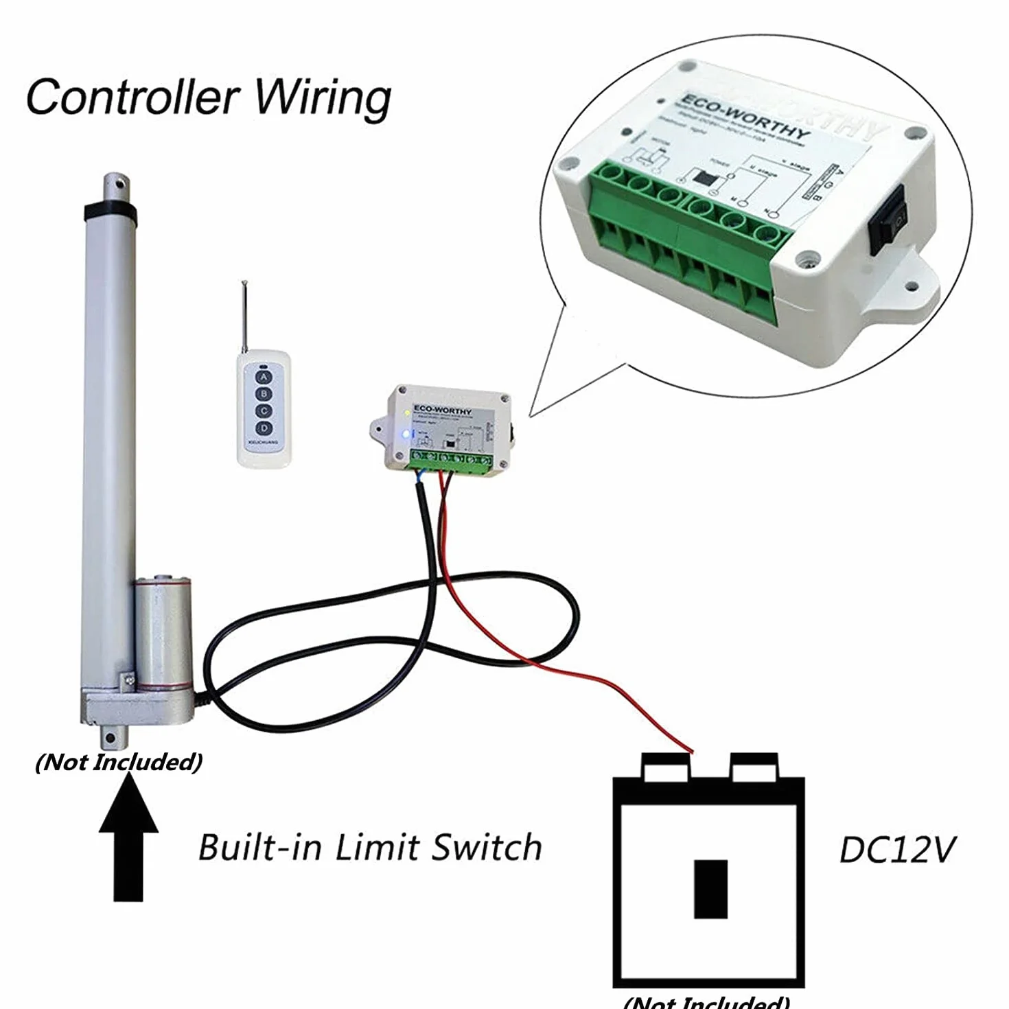 DCHOUSE 12 V DC controllo del motore, kit di controllo remoto positivo a inversione per attuatore lineare, kit di controllo remoto avanti e indietro