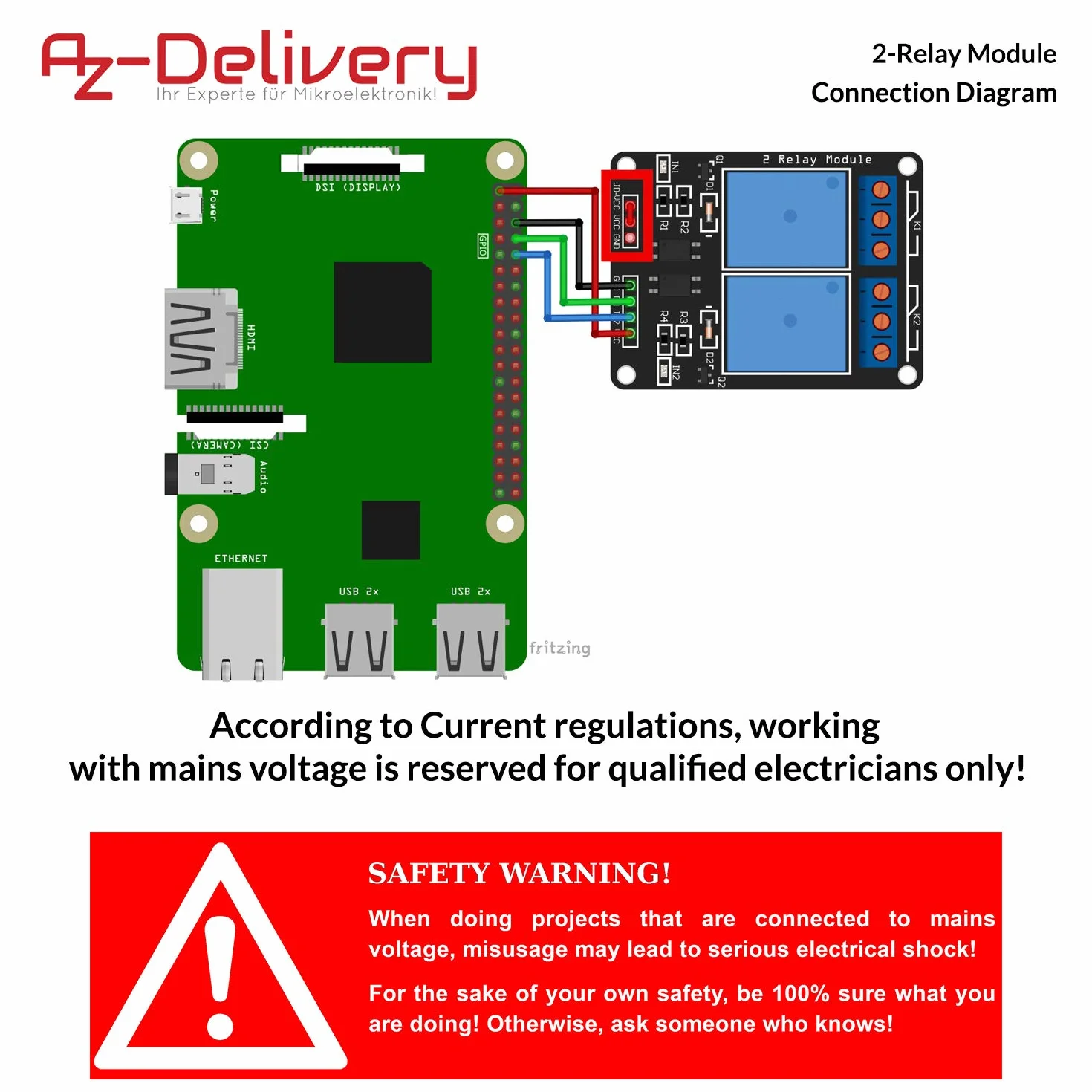AZDelivery Modulo Relay 5V a 2 canali con optoaccoppiatore Low-Level-Trigger compatibile con Arduino incluso un E-Book!