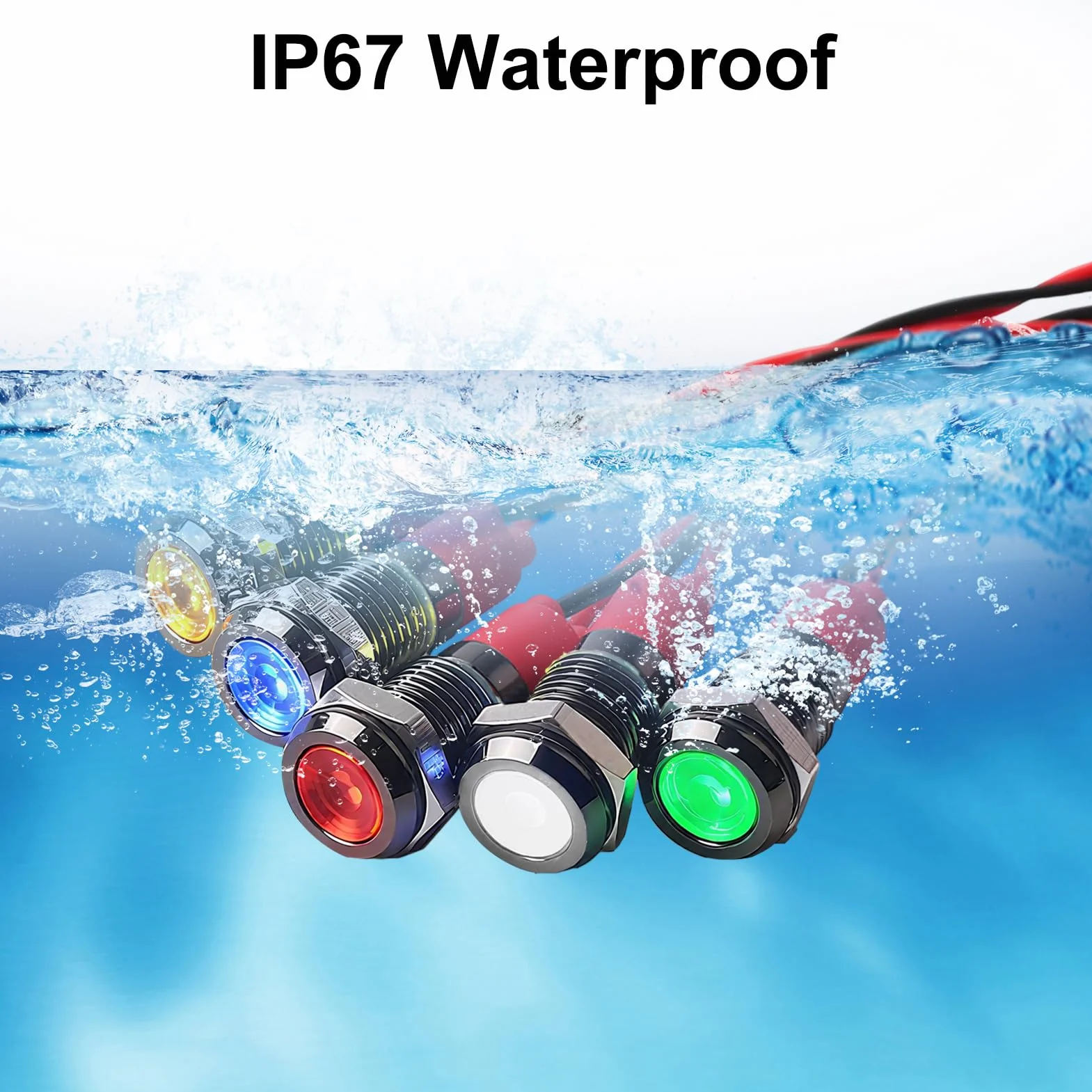 10pcs 6mm Indicatore Luminoso Set AC/DC 12-24V Indicatore Luminoso LED IP67 Impermeabili Spia Luminosa Pannello LED Pilot Dash Spia Lampada Indicatore per Auto Car Van(Rosso/Verde/Blu/Giallo/Bianco)