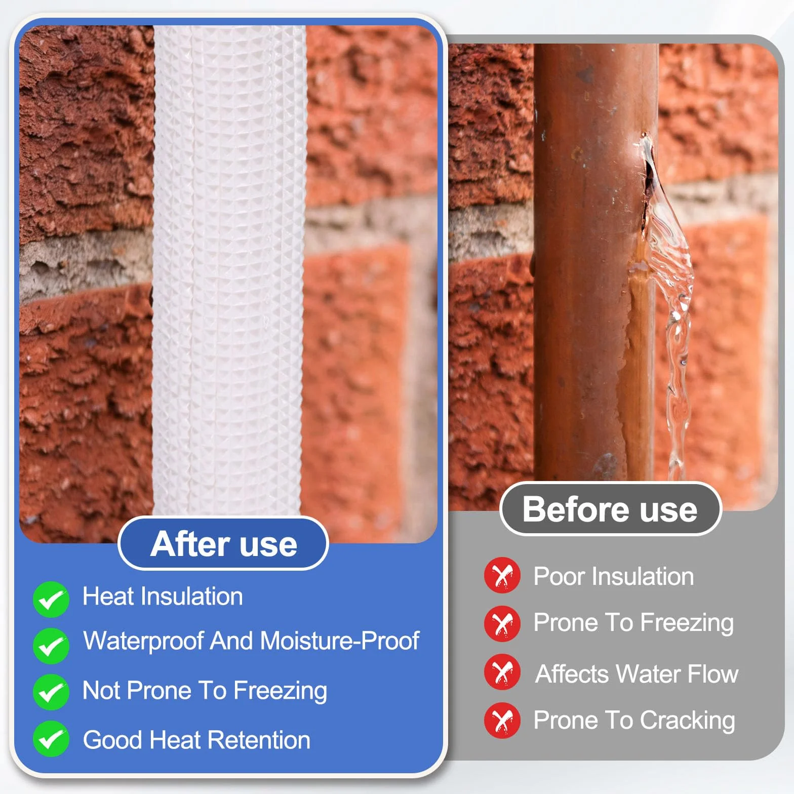 sourcing map Tubo isolante in schiuma per tubi HVAC, diametro interno 0,95 cm, diametro interno 1,5 m, per conservazione del calore, per aria condizionata, set di tubi dell'acqua in rame, bianco/rosa