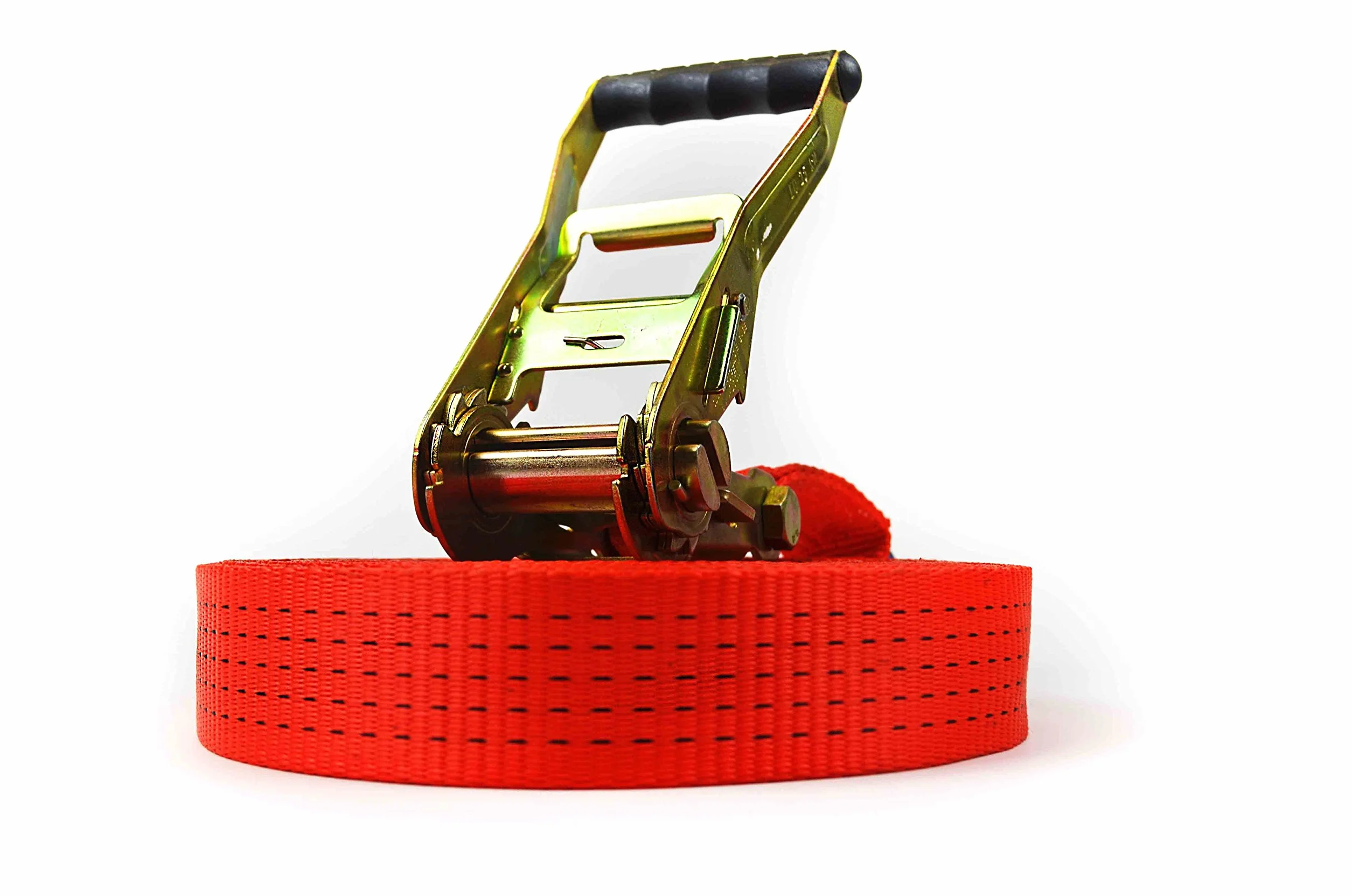 Sandax Cinghia di ancoraggio professionale da 12 m con cricchetto a leva lunga, sigillo TÜV GS, fino a 5000 kg, secondo DIN EN 12195-2, 50 mm di larghezza, rossa, adatta per furgoni e camion