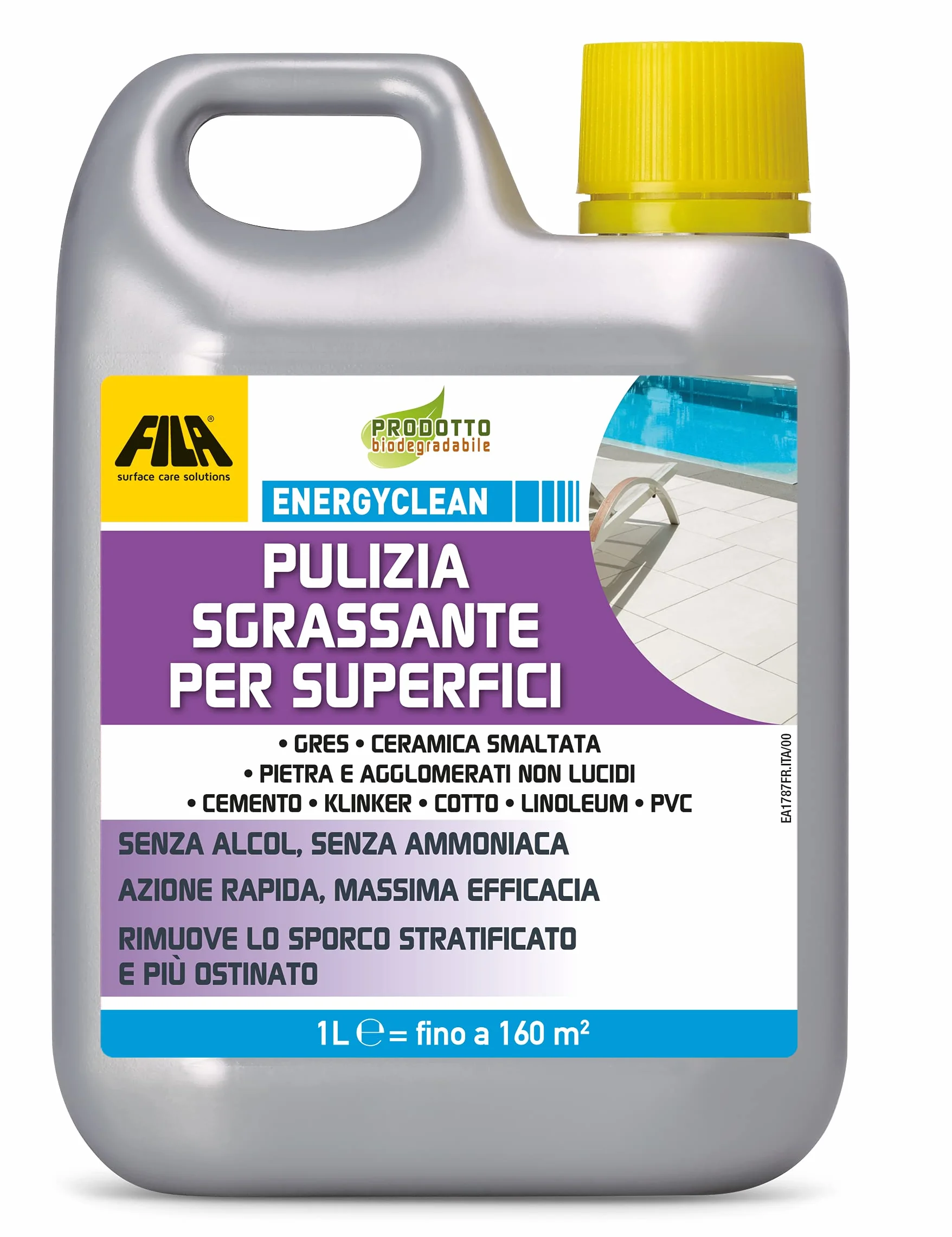 FILA ENERGYCLEAN Detergente Sgrassante per Superfici, Incolore, 1 Litro