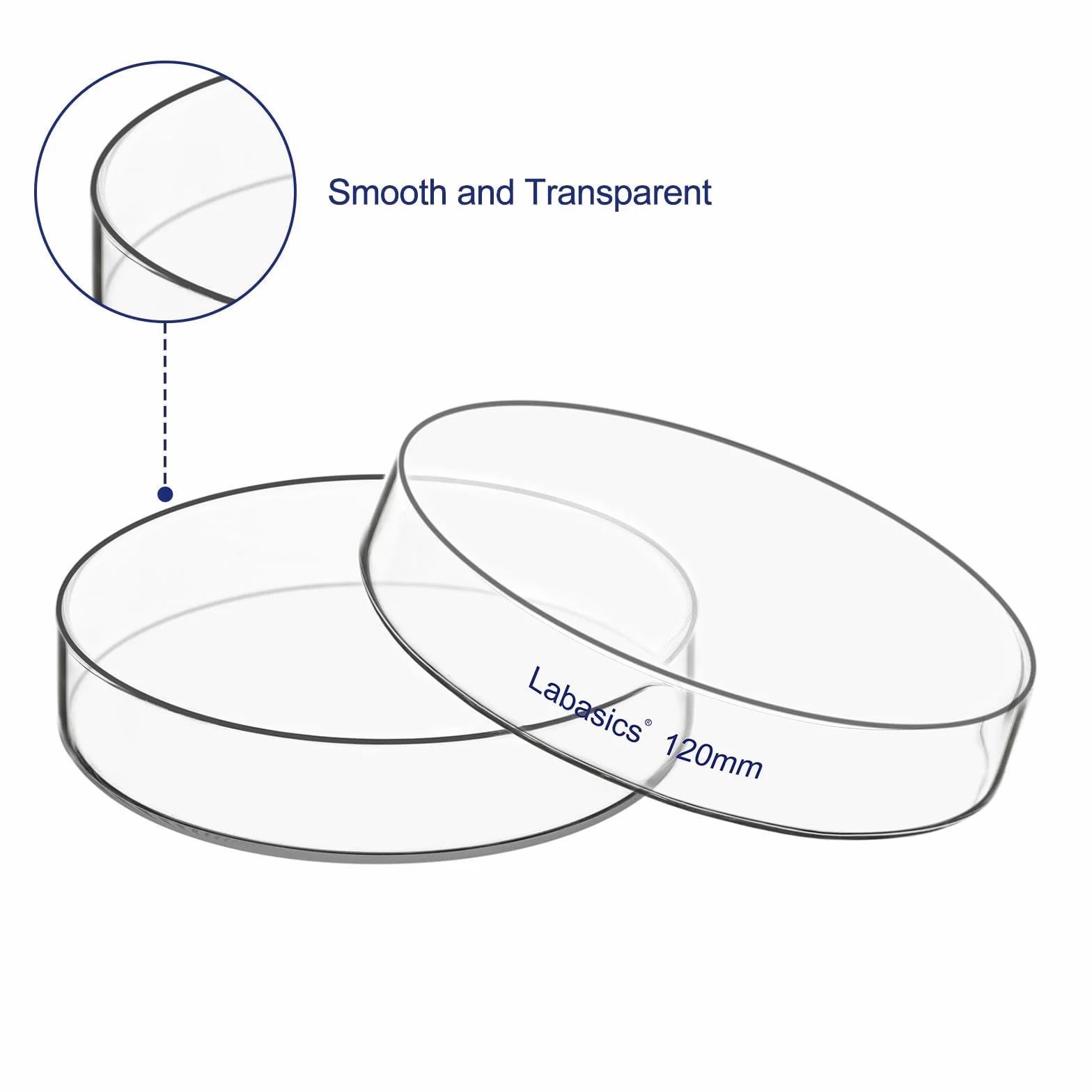 Labasics Piastra Petri con Coperchio, Vetro Borosilicato, Alta Trasparenza per Uso di Laboratorio, Ideale per Esperimenti Scientifici, Diametro 120 mm, 1 Pezzo