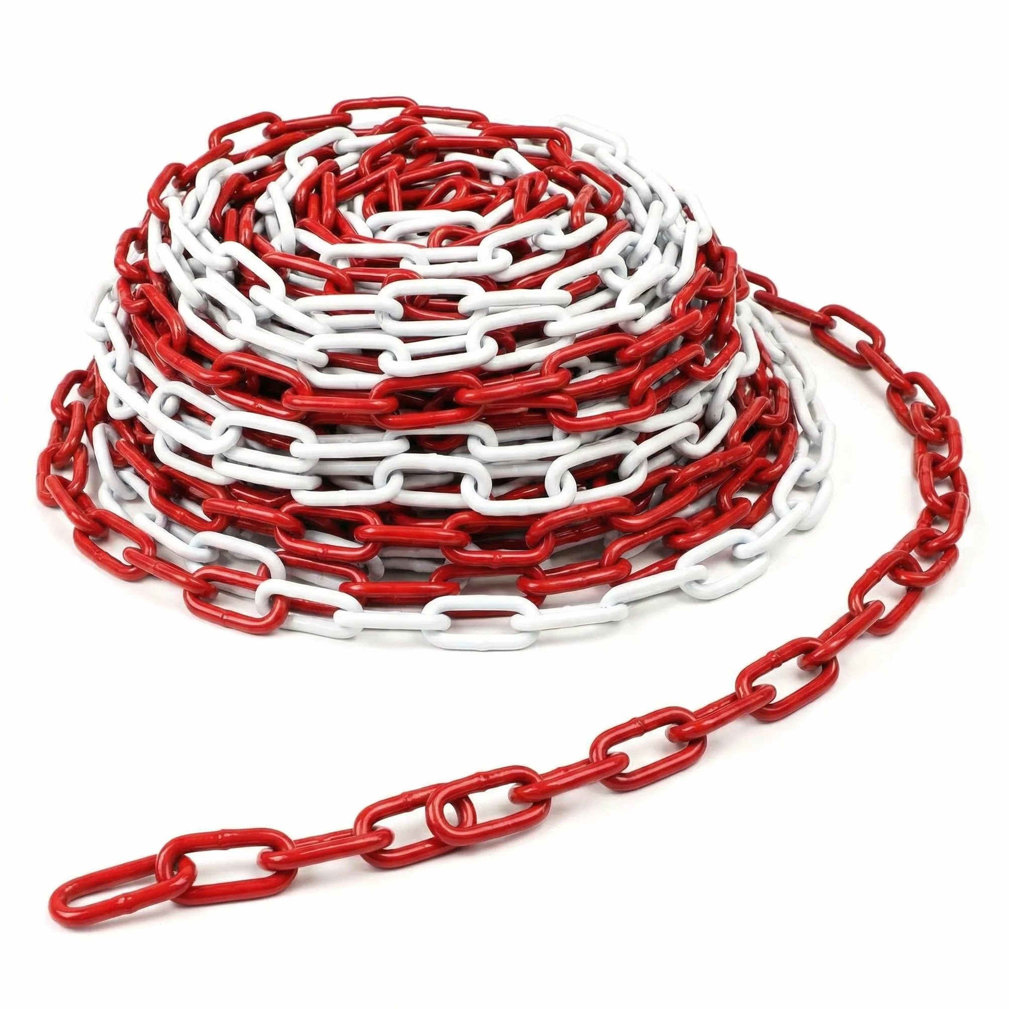 QWORK® 10M Catena Barriera in Acciaio da 5 mm, Catena di sicurezza, Rosso-Bianco