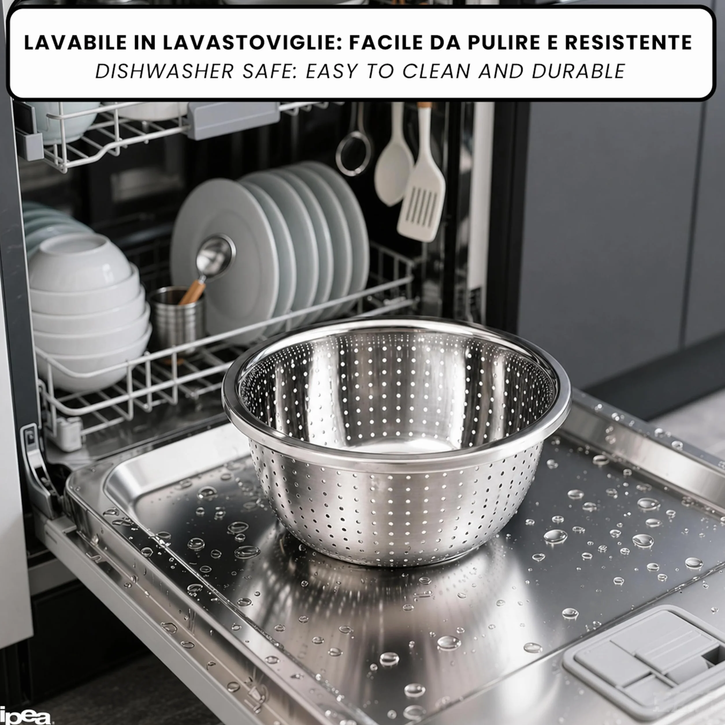 Scolapasta 24 cm Acciaio Inox Professionale - Colapasta per Pasta e Verdura - Lavastoviglie