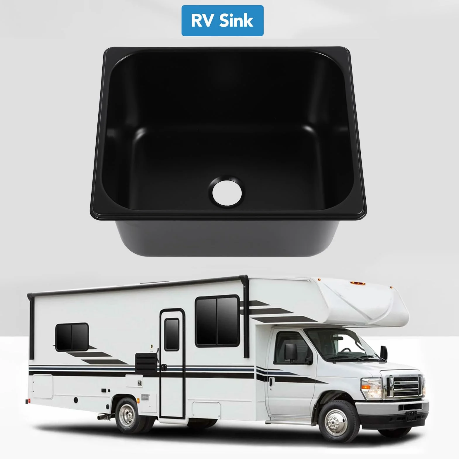 SIXRUN 304 Lavello Bar in Acciaio Inossidabile, Finitura Nera, capacità 11L, 320 X 260 X 150 Mm, Lavandino per Cucina Esterna con Drenaggio Rapido, per Camion per Camion di Cibi Barca