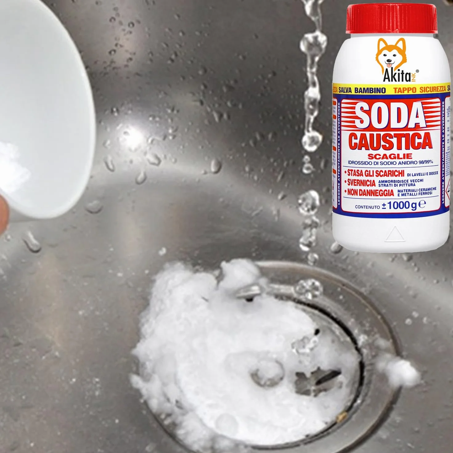 Soda caustica a scaglie uso industriale domestico sverniciatore disincrostante 4 pz