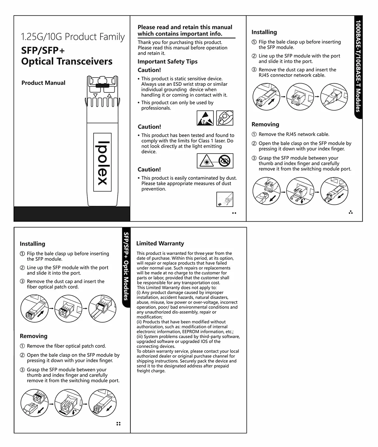 ipolex 1G SFP RJ45 Ricetrasmettitore rame Mini GBIC 1000Base-T Cisco GLC-T SFP-GE-T Meraki MA-SFP-1GB-TX Ubiquiti UF-RJ45-1g Mikrotik CAT.5e 100m