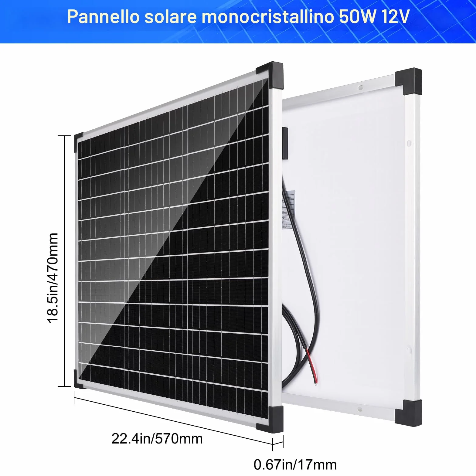 【50W 12V Pannello Solare Kit】DERUXI 50Watt 12V Pannello Fotovoltaico Mono Set: 50W Pannelli Solari+10A PWM Regolatore di Carica+4 Pcs Cavo Solare, Pannello Solares PV per Veicoli,Tetto, Barche,Camper