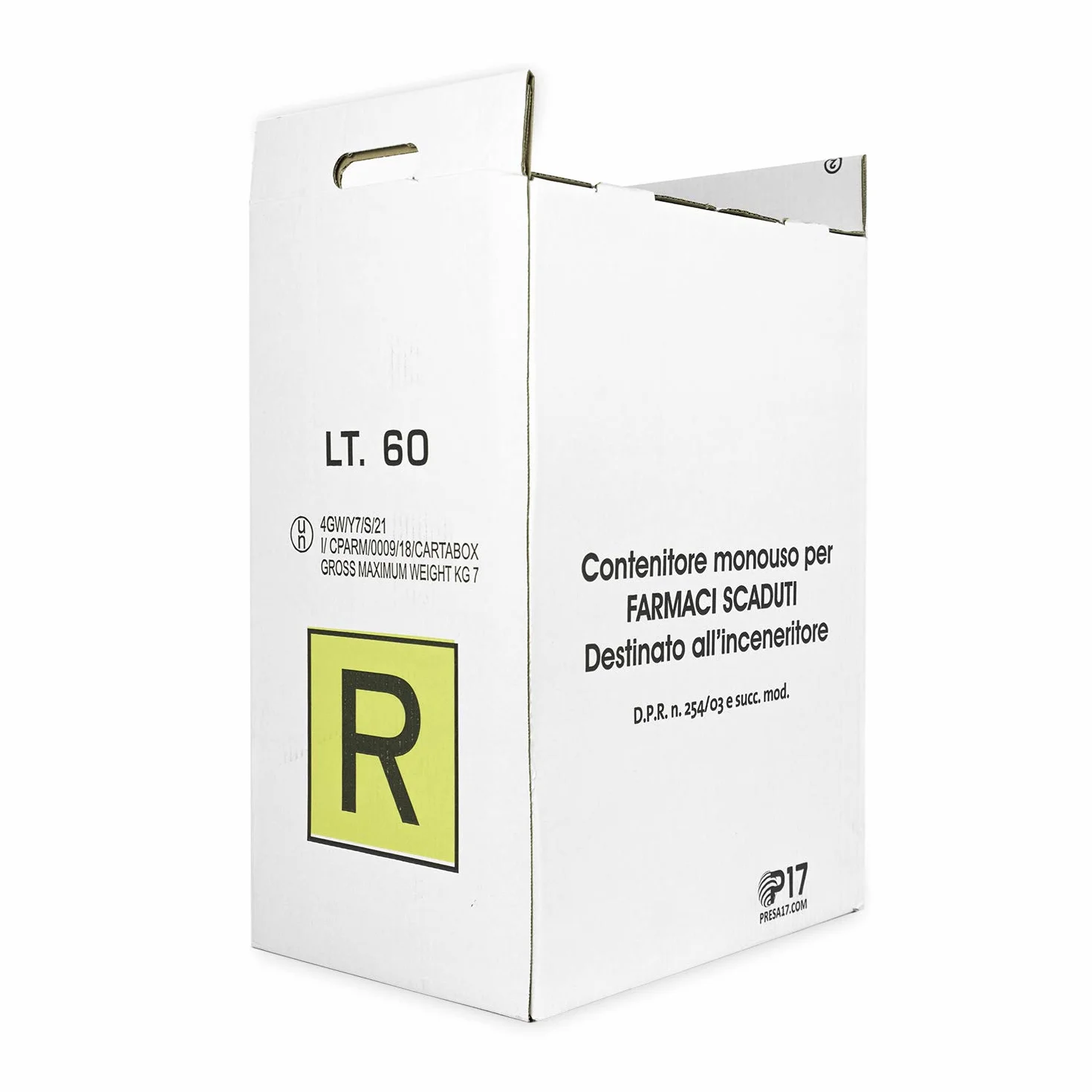 Portarifiuti farmaci scaduti set 5 pz contenitore monouso 60 Litri