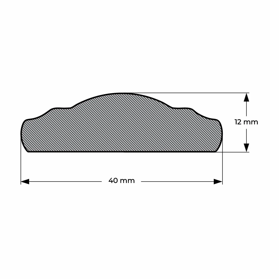 M.P. Metalli - Barra corrimano mancorrente sagomato in ferro pieno 40x12 mm | Misura: 1 mt / 1000 mm | Made in Italy