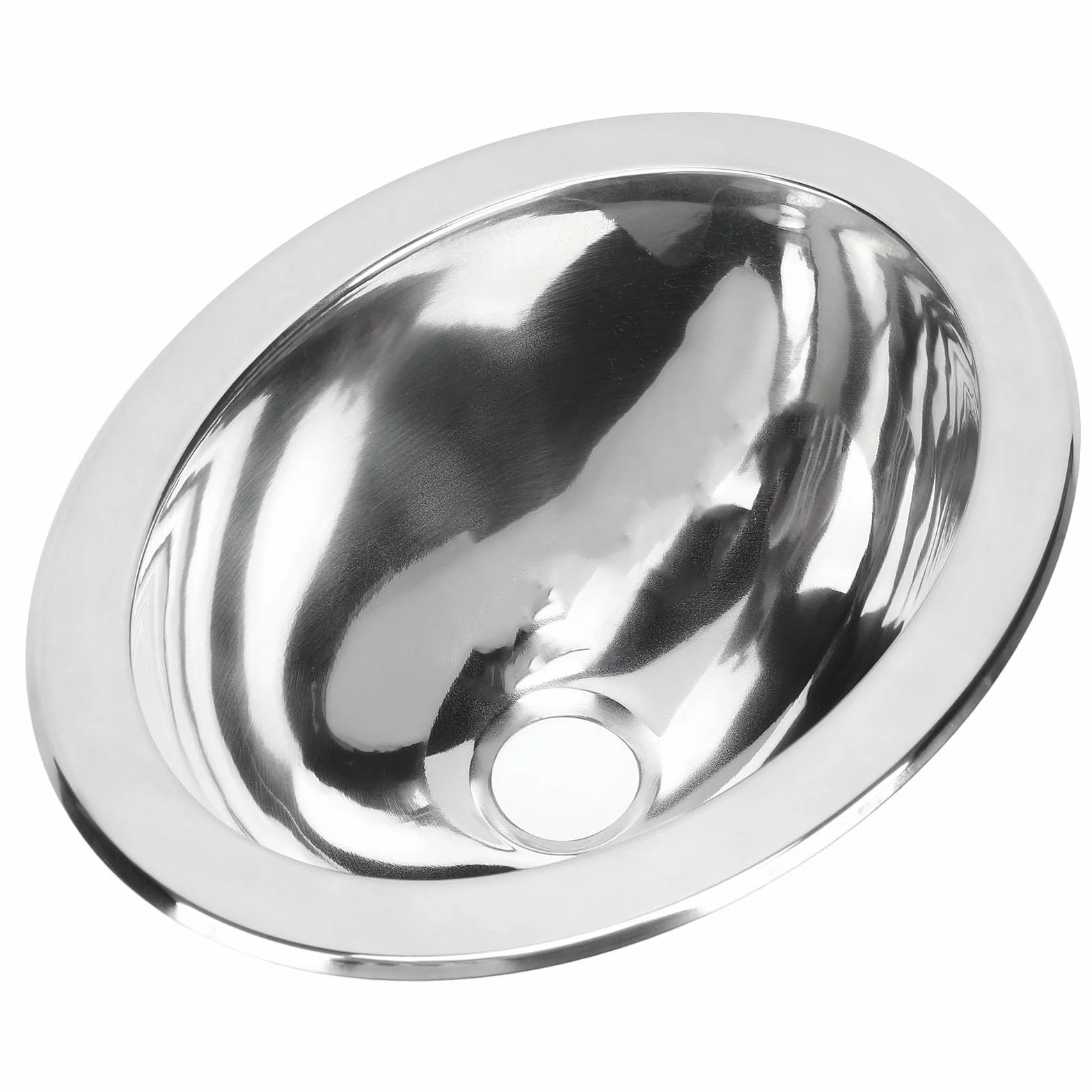 Lavello Rotondo in Acciaio Inossidabile 304 Lucidato a Specchio con Foro di Scarico da 40mm Installazione a Filo per Ottimizzare lo Spazio Ideale per Barche e Piccole Cucine Lavello Resistente e