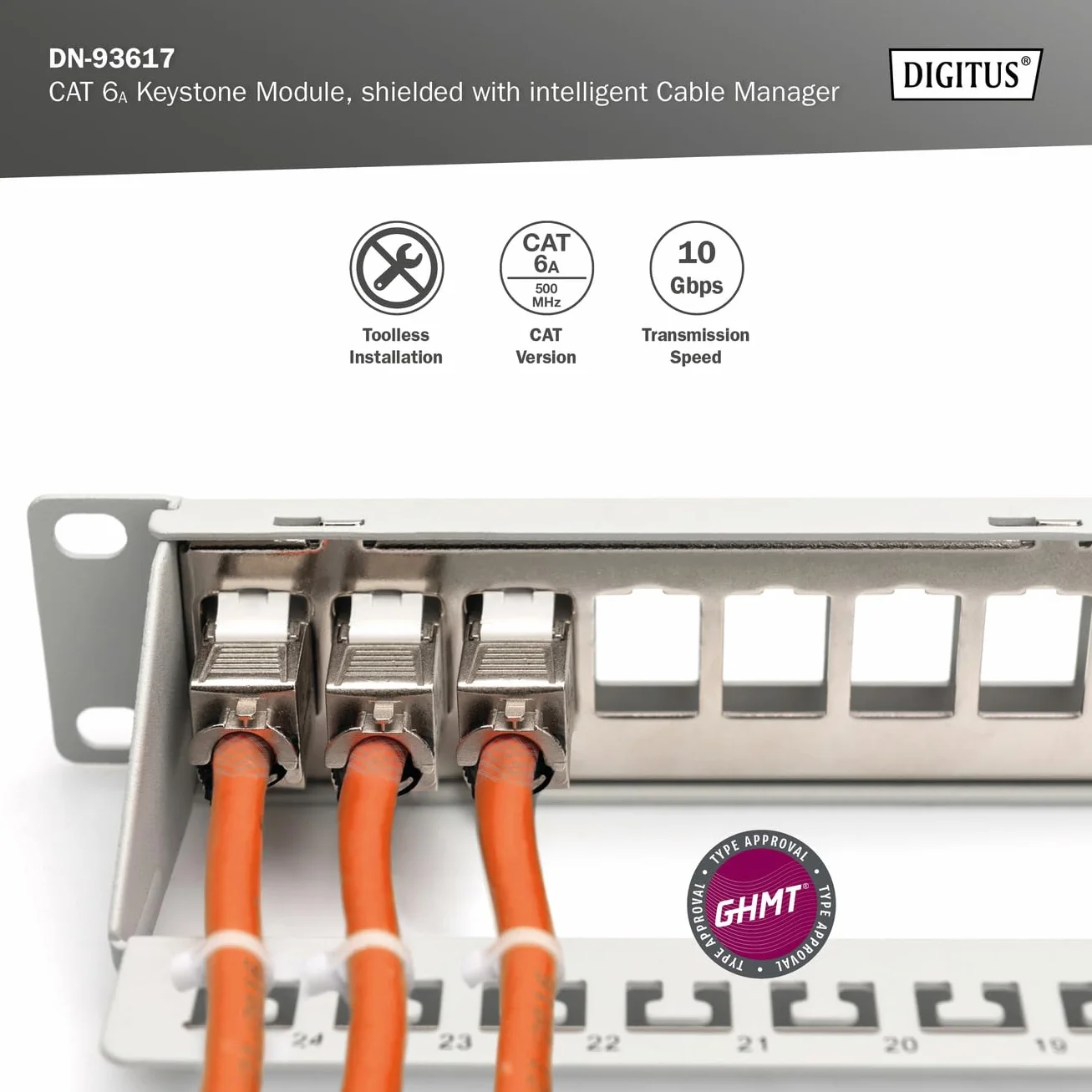 DIGITUS Modulo Keystone Cat-6A schermato RJ45 Jack 500 MHz 10GBase-T AWG 26-22