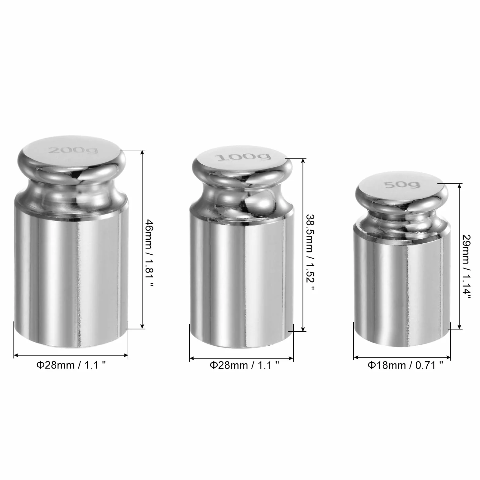 QUARKZMAN 5pz Taratura Peso Set 50g 100g 200g M1 Precisione Cromato Acciaio per Digitale Bilancia Bilancia
