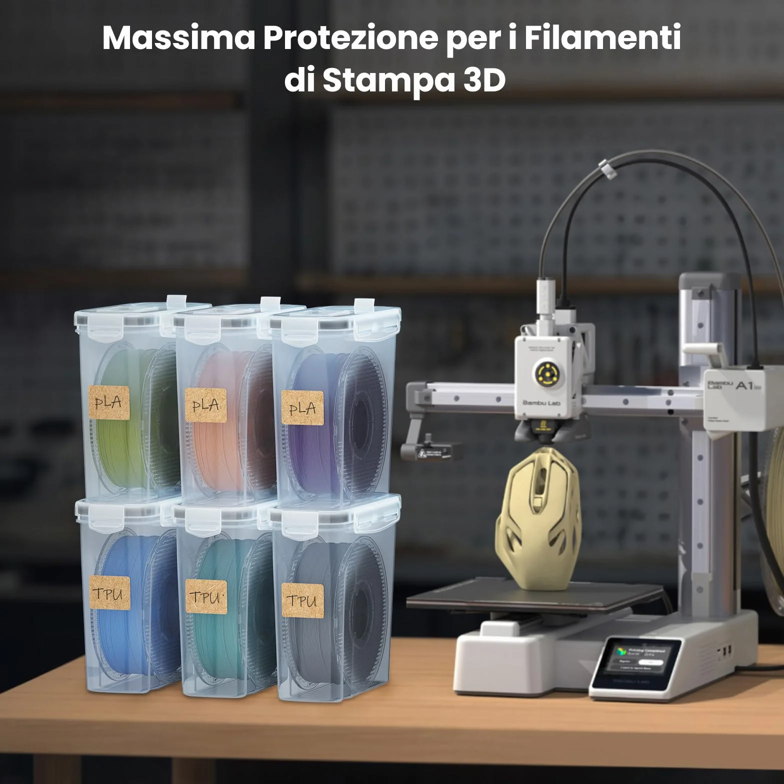 YOOPAI Confezione da 6 contenitori per filamenti, per filamenti di stampa 3D, sigillatura e protezione, con essiccante ed etichette, impermeabile e antipolvere, 4,0 l