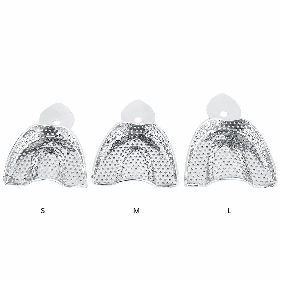 Vassoi Dentali per Impronte in Acciaio Set Morso Dentale Arco Completo Superiore e Inferiore Stampi Denti Inossidabile