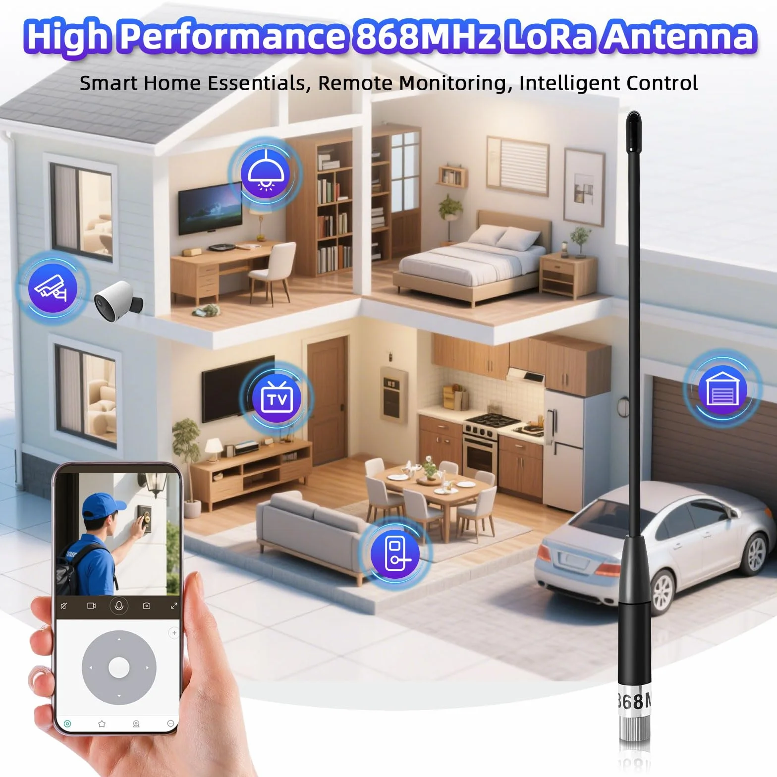 10dBi Gain/868MHz Antenna LoRa per ESP32/LoRa32 V3/LoRa32u4 II, SMA Maschio 195 mm + Cavo da (U.FL IPX) a SMA Femmina per Meshtastic LoRa Long Range Soft Whip-Antenne (2 pezzi)