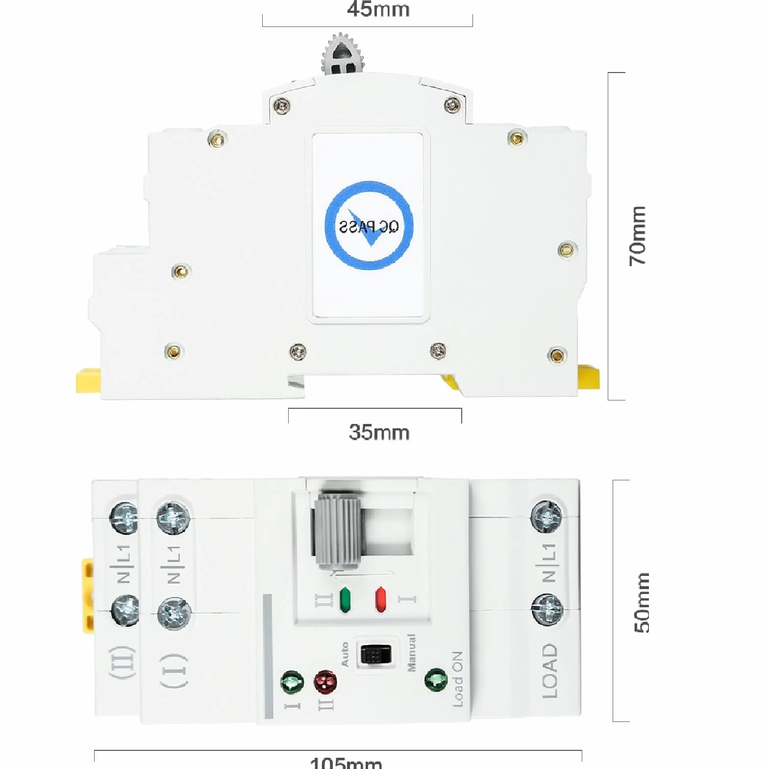 DEWIN Interruttore di Trasferimento Automatico G2R 63A - Guida DIN ATS Interruttore di Trasferimento Automatico a Doppia Alimentazione, Selettori Elettrici 220V (Size: 2P)