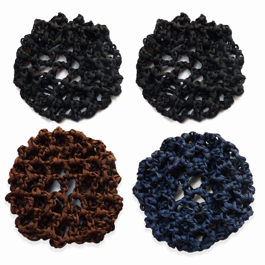 Retina per Capelli Chignon 4 Pezzi con Perline Stretch Balletto Danza