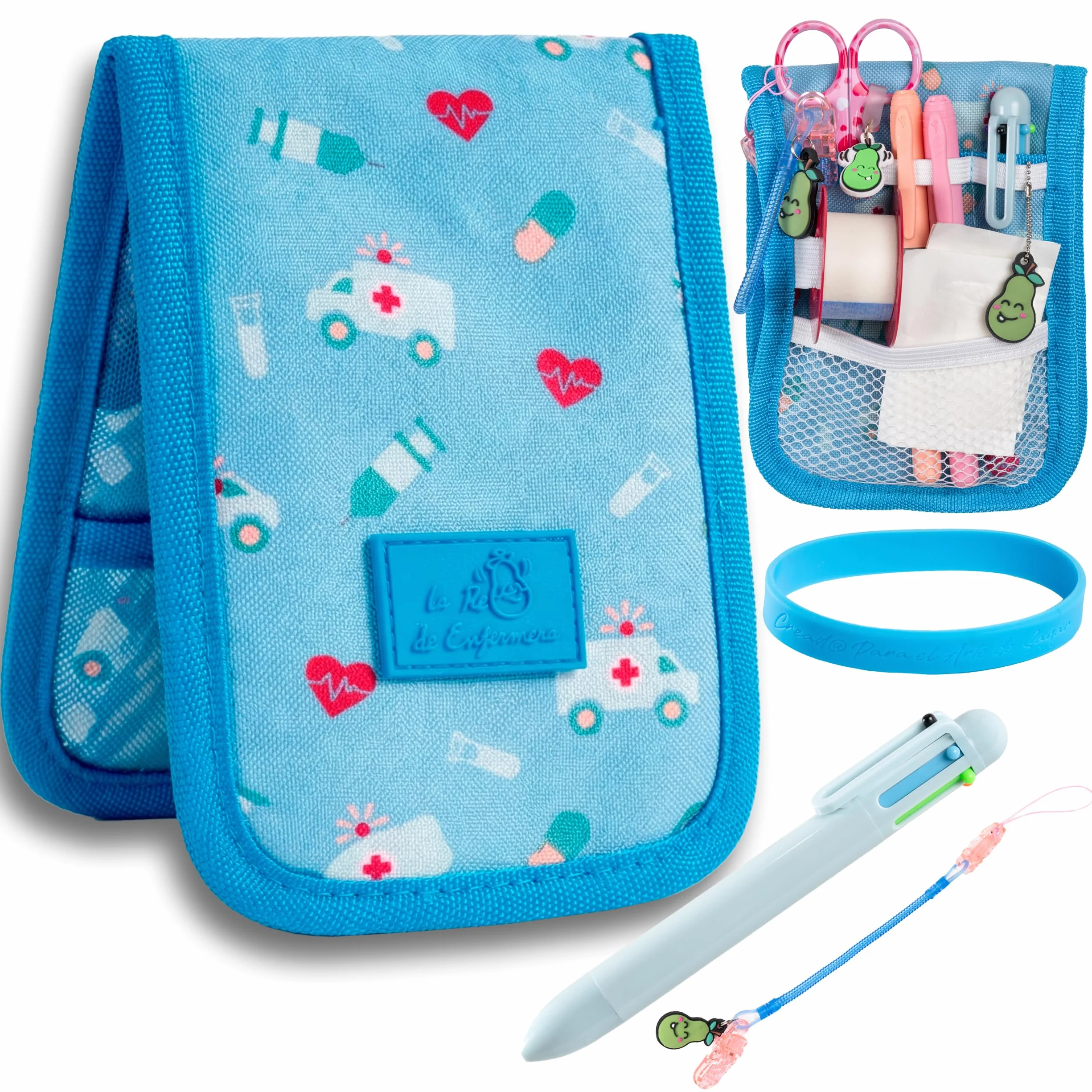 Organizzatore di borse Infermeria TCAE Veterinaria BLUE NURSEES Salvabolsini Portaforbici Penna 6 Colori Braccialetto