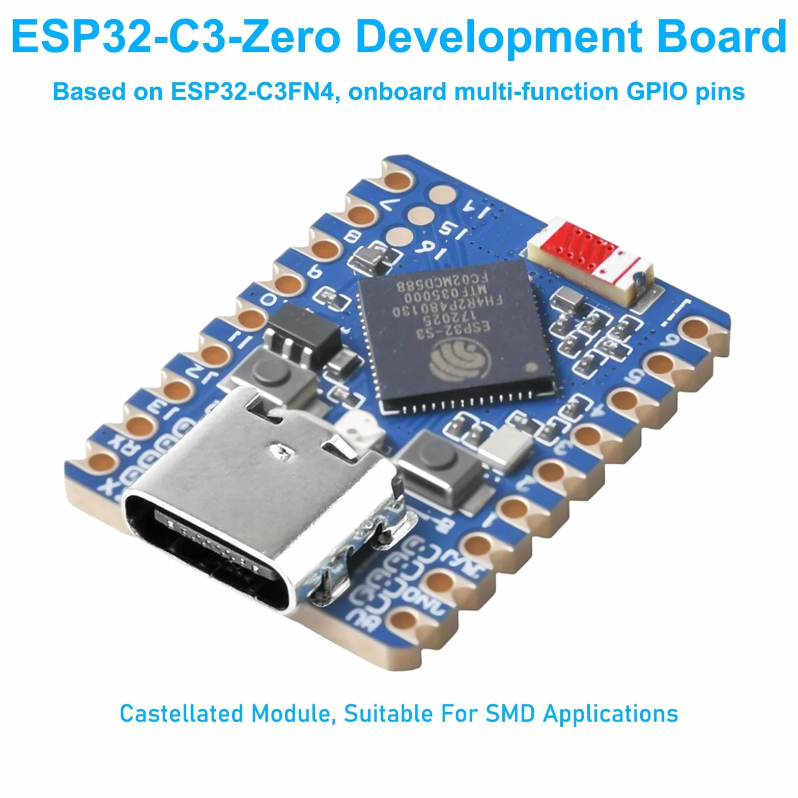 2 schede di sviluppo ESP32-S3 Mini ESP32-S3FH4R2 Dual Core Processor, 2.4GHz WiFi & BT 5, moduli castellati, adatto per applicazioni SMD, C/C++, MicroPython