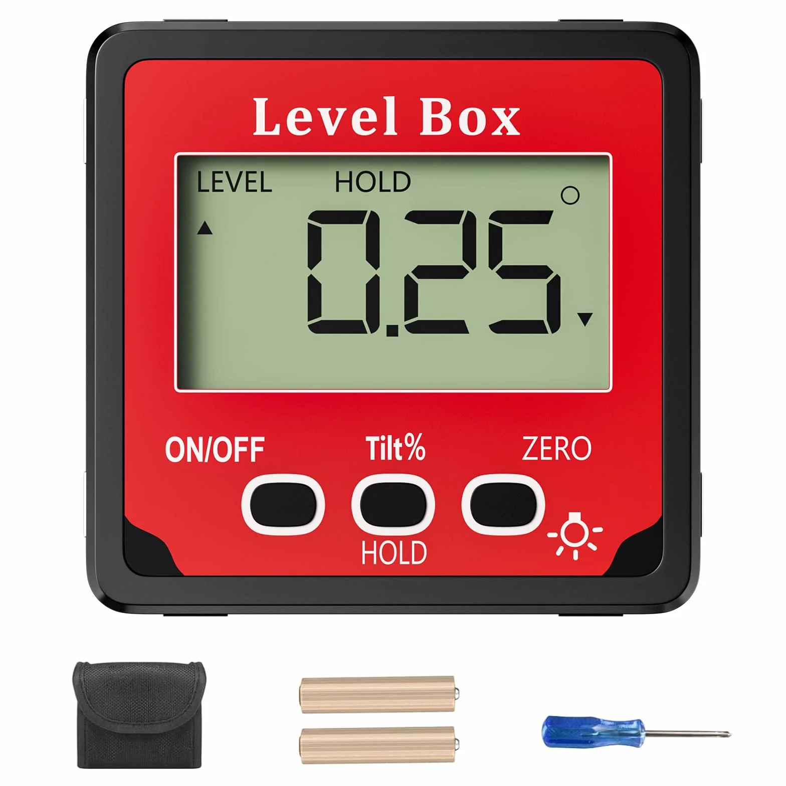 Gvolatee Goniometro Digitale Magnetico, Inclinometro Digitali Angolo 4 x 90°, Livella Professionale con Display LCD, Inclinometri Elettronica di Precisione, Level Box per Carpenteria, Edilizia