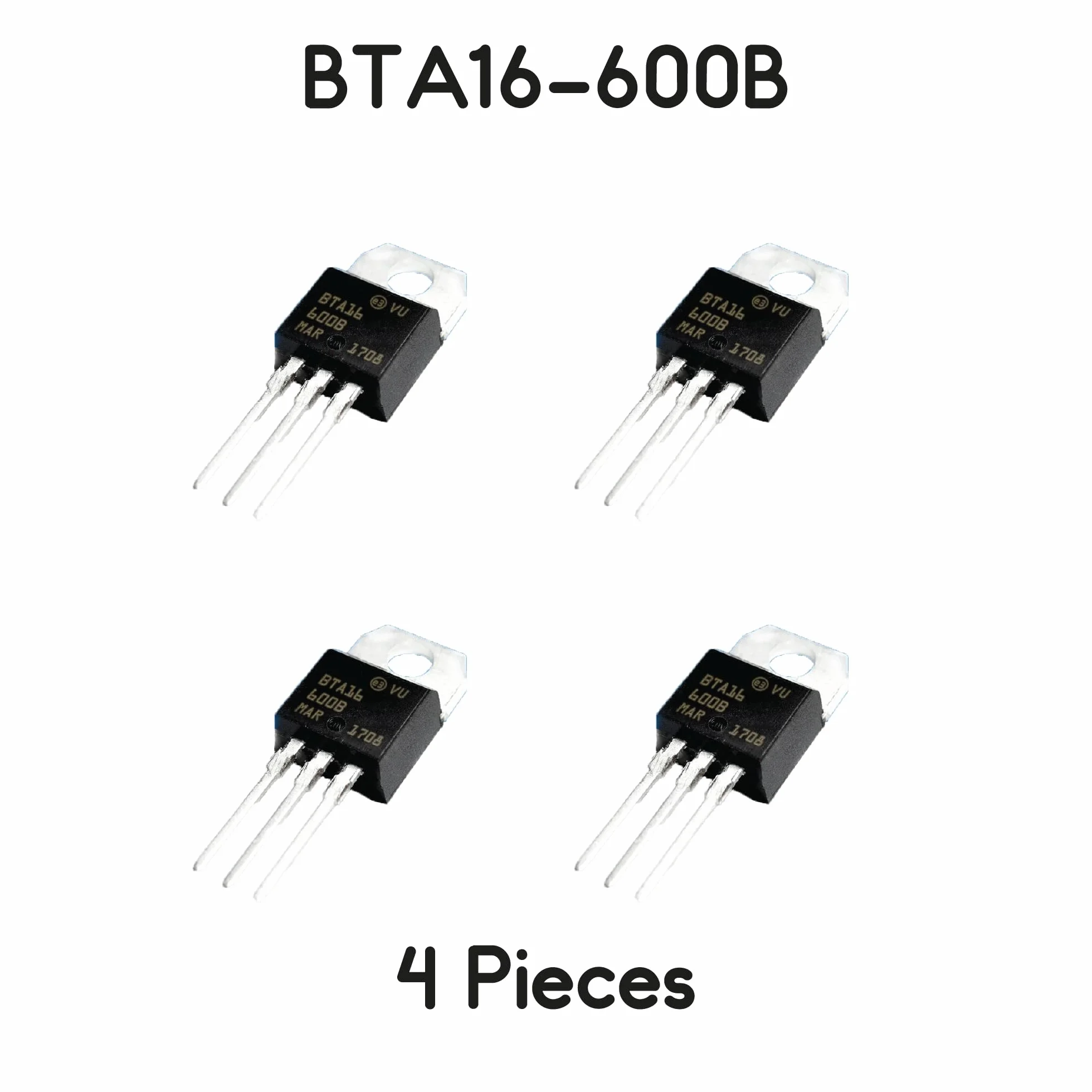4 PEZZI TRIAC BTA16 BTA16-600B 600V 16A