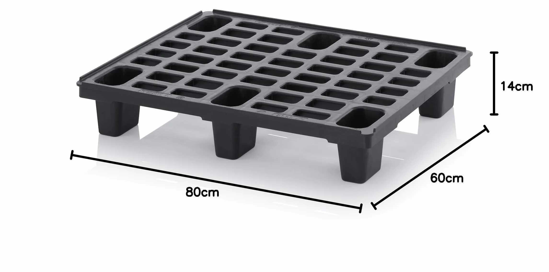5 x Leichtpalette 80 x 60 Kunststoffpalette im 1/2-Europaletten Maß INKL. Gratis Zollstock * Halbe Pallet, 5er Set