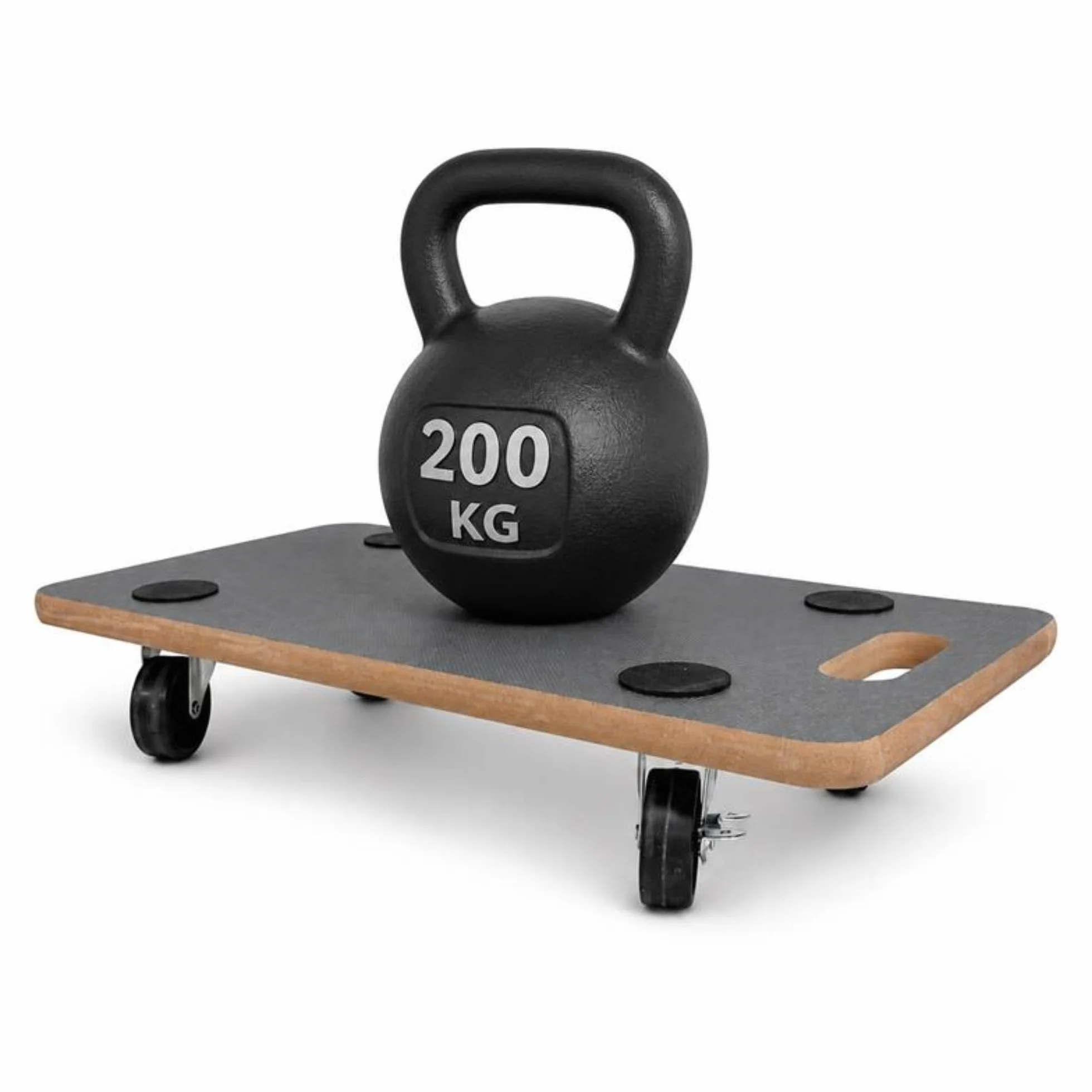 Amig - Piattaforma di Carico con Ruote | Supporto Rotante Rettangolare | 4 tappetini antiscivolo | 58 x 29 cm | Carico Max.: 200 kg | 4 Ruote: 2 con Freno | MDF | Certificato FSC | Nero