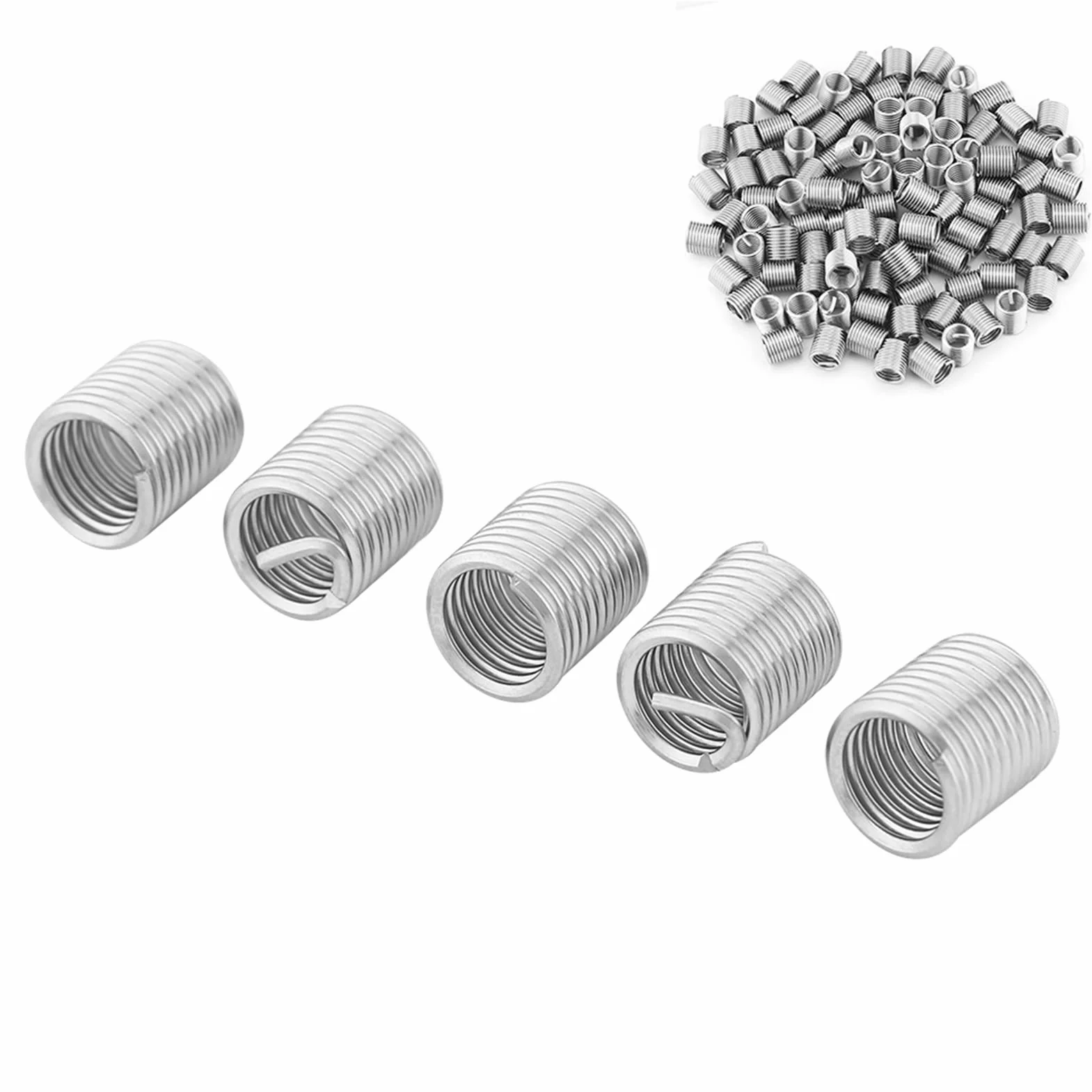 Inserti Filettati Elicoidali M8 x 1.25 Acciaio Inossidabile SS304 100 Pezzi Lunghezza 2D
