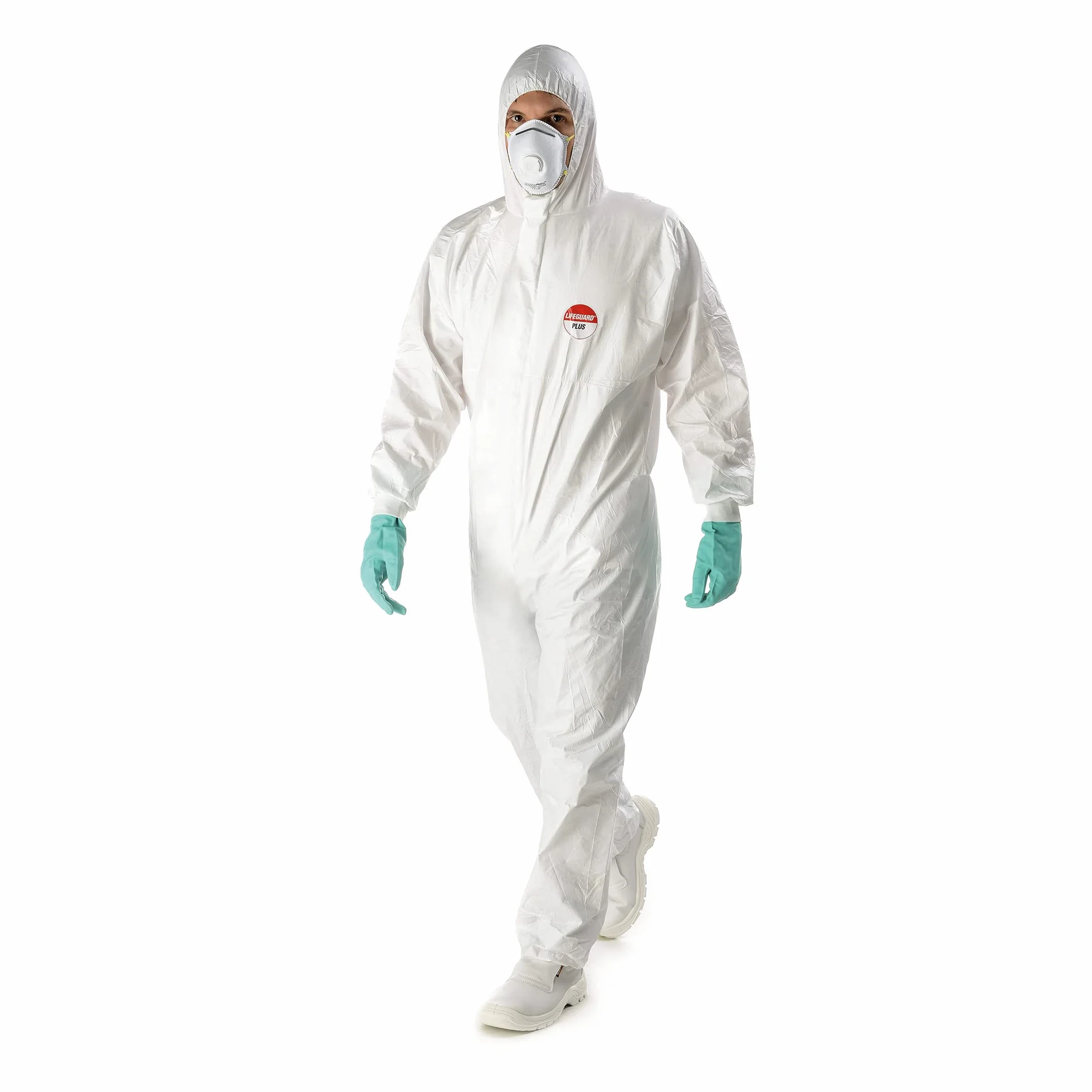 Tuta protettiva in tessuto non tessuto laminato 63 gr/m2 bianco Polsino in maglina XXL