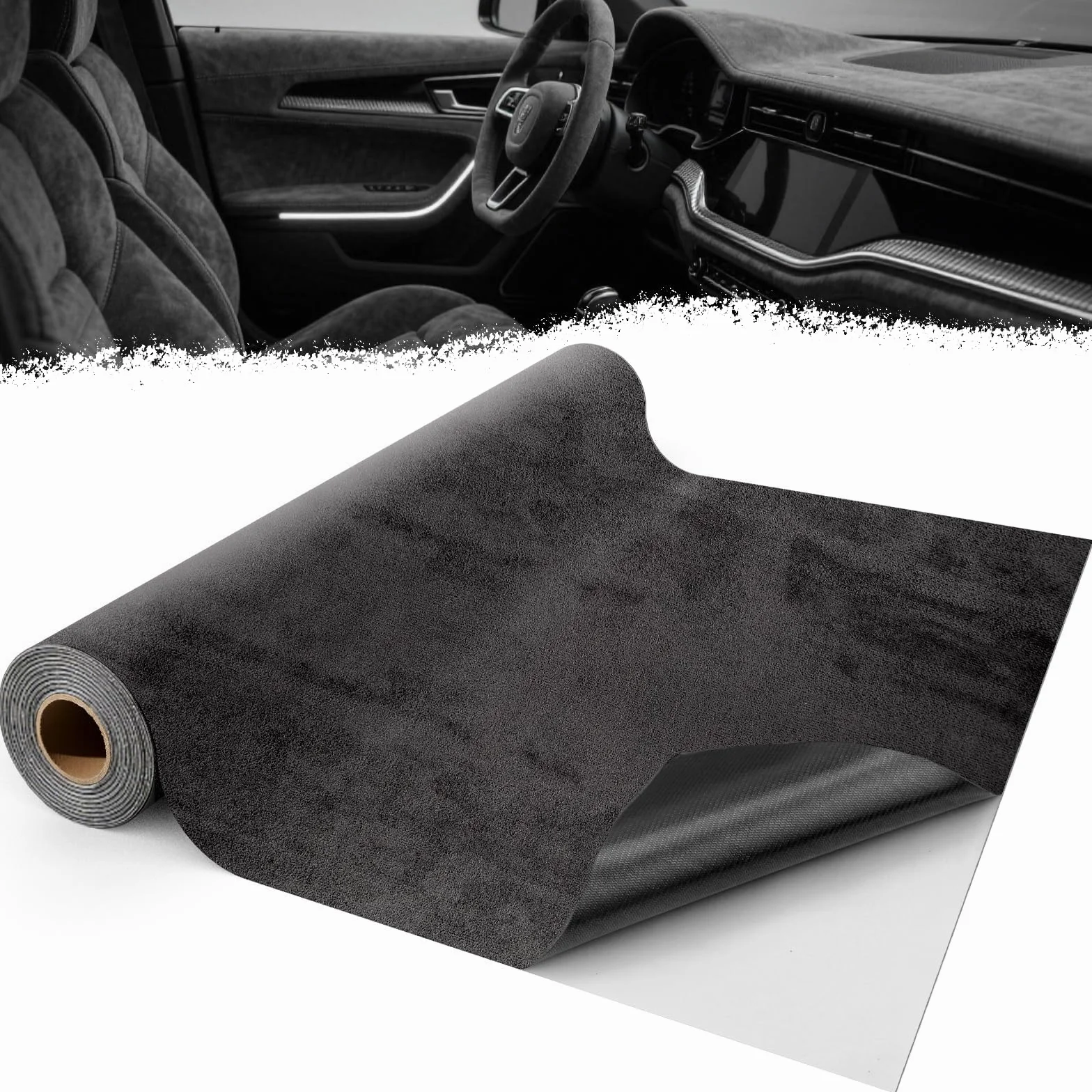 Mbsomnus Tessuto in Microfibra Autoadesivo 200x40 cm Tessuto Adesiva per Auto Grigio Scuro Pellicola vellutata per Interni Dell'abitacolo Elasticizzato per Cruscotto Interni Auto Mobili Cassetto