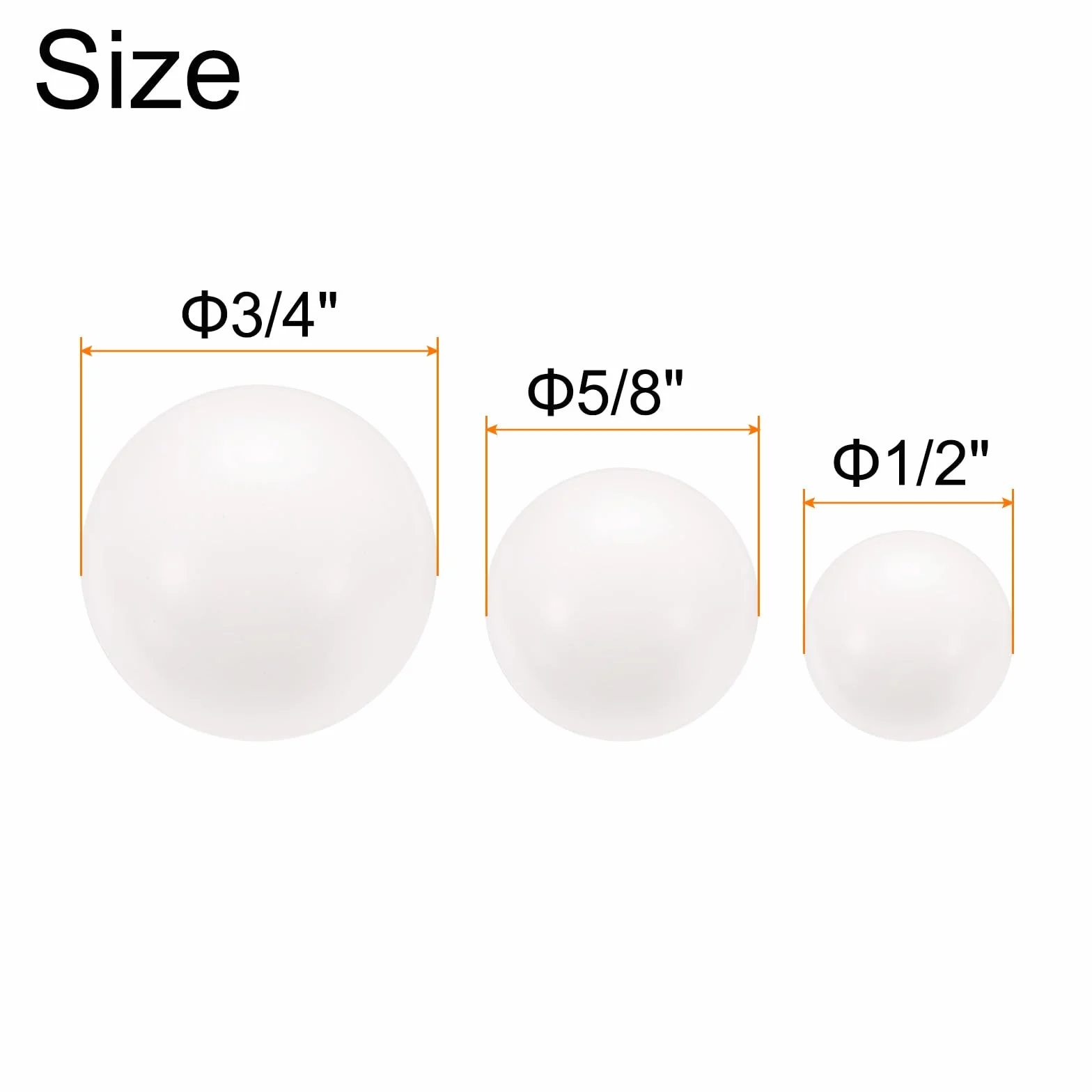 QUARKZMAN Sfere di Cuscinetto in Plastica Pom 5/8" 1/2" 3/4" 30pz