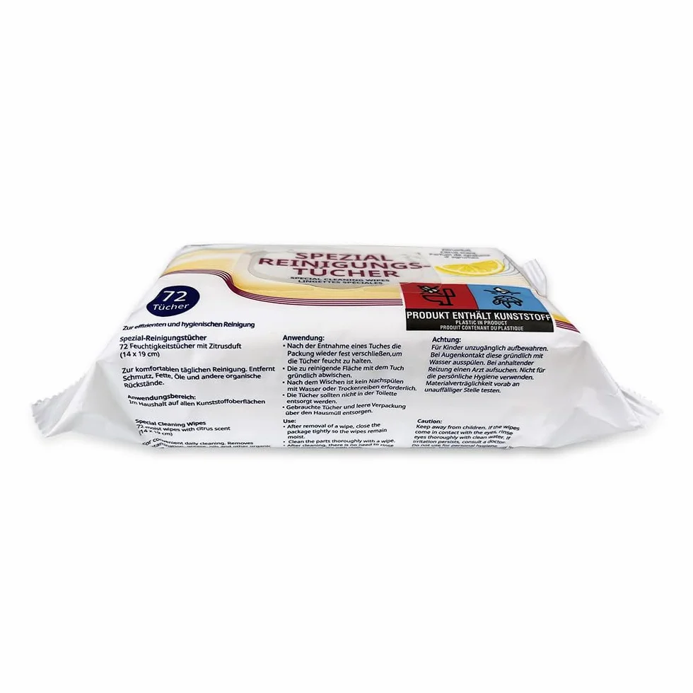 Löwenstein Salviette speciali – 1 x 72 pezzi – Fragranza: agrumi – Dimensioni panno 14 x 19 cm – Pulizia di superfici in plastica (ad esempio maschere e accessori CPAP in plastica)