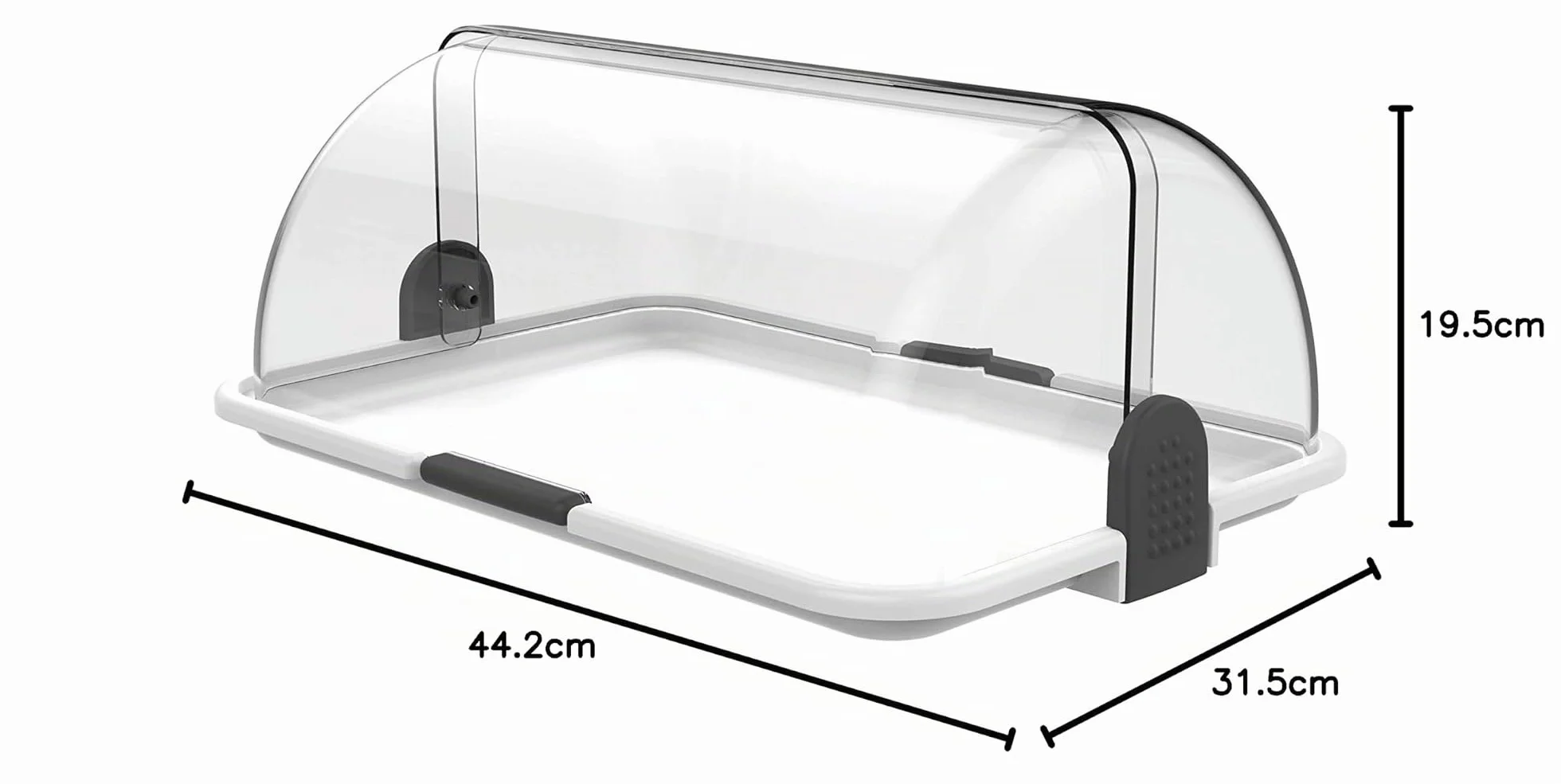 Biesse - Polibox, Vetrinetta Espositiva, Contenitore Porta Alimenti in Plastica trasparente con doppia apertura - singola grande (Bianco)