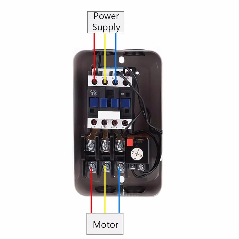 Motore elettrico magnetico, avviamento elettrico a 3 fasi, scatola interruttore di avviamento universale per compressore d'aria, pompa, motore industriale - 380 V 0,75 KW 2,4 A