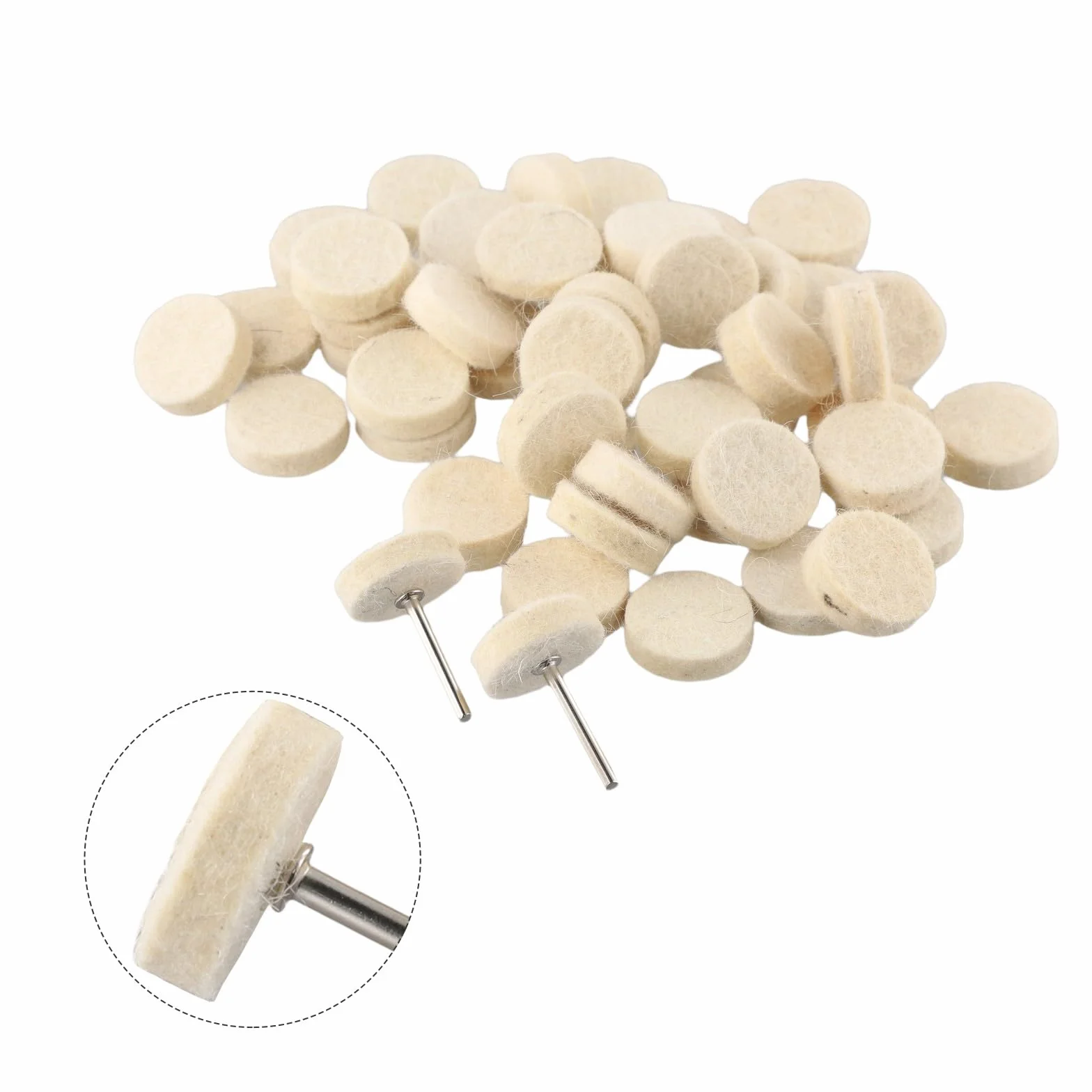 Ruote per lucidatura in feltro e lana 25 mm x 8 mm per smerigliatrici, 50 pezzi