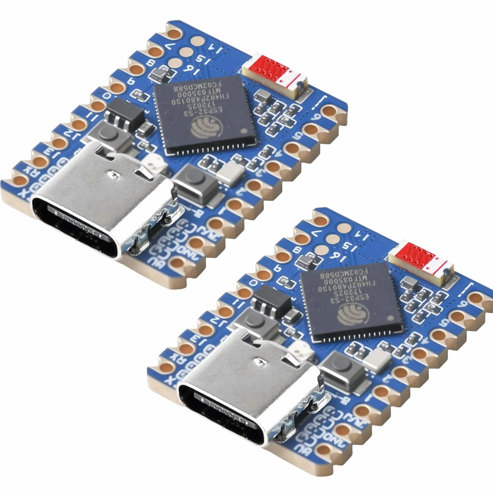 2 schede di sviluppo ESP32-S3 Mini ESP32-S3FH4R2 Dual Core Processor, 2.4GHz WiFi & BT 5, moduli castellati, adatto per applicazioni SMD, C/C++, MicroPython