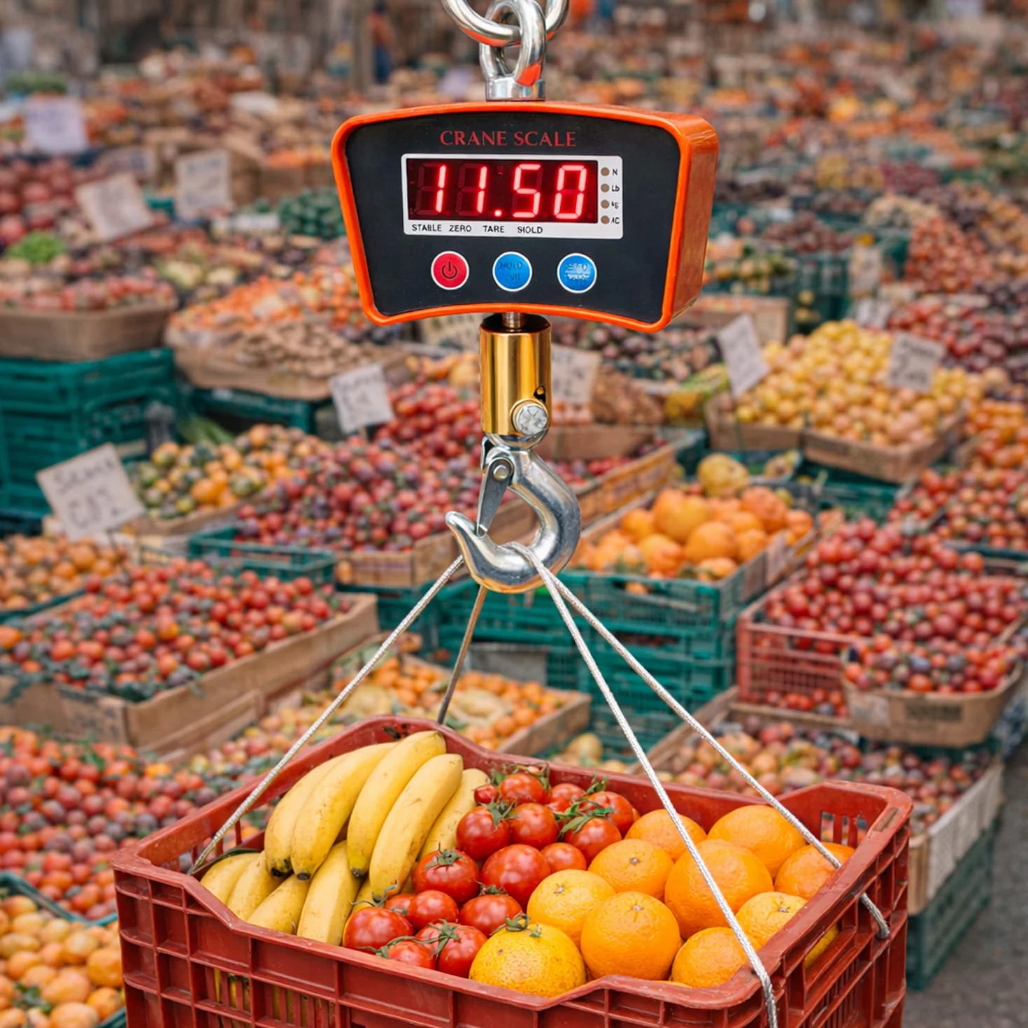 Bilancia Dinamometro Da Gru 1000 Kg Digitale Professionale Gancio Acciaio Inox Display LED Retroilluminato Batteria Ricaricabile