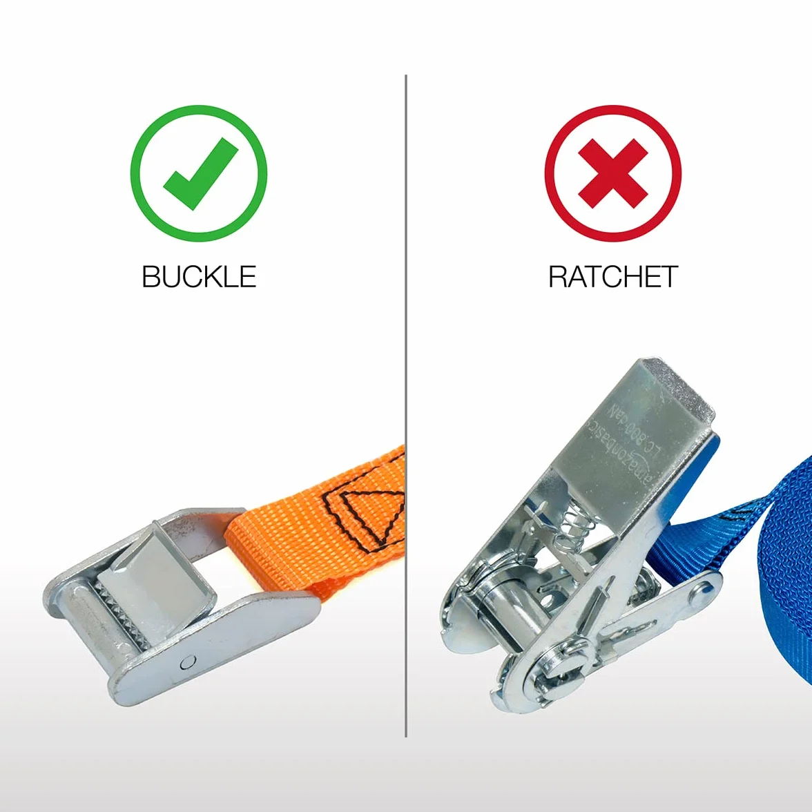 Amazon Basics Cinghie di fissaggio, lunghezza 6 m, larghezza 25 mm, capacità di carico 150 kg, conformi a DIN EN 12195-2, 4 unità, confezione da 1, colore arancione