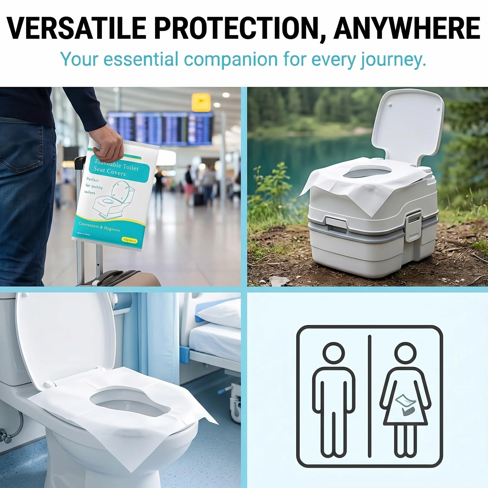 Copri Water WC USA e Getta Salviette Igieniche Monouso Solubili in Acqua 40 Pezzi