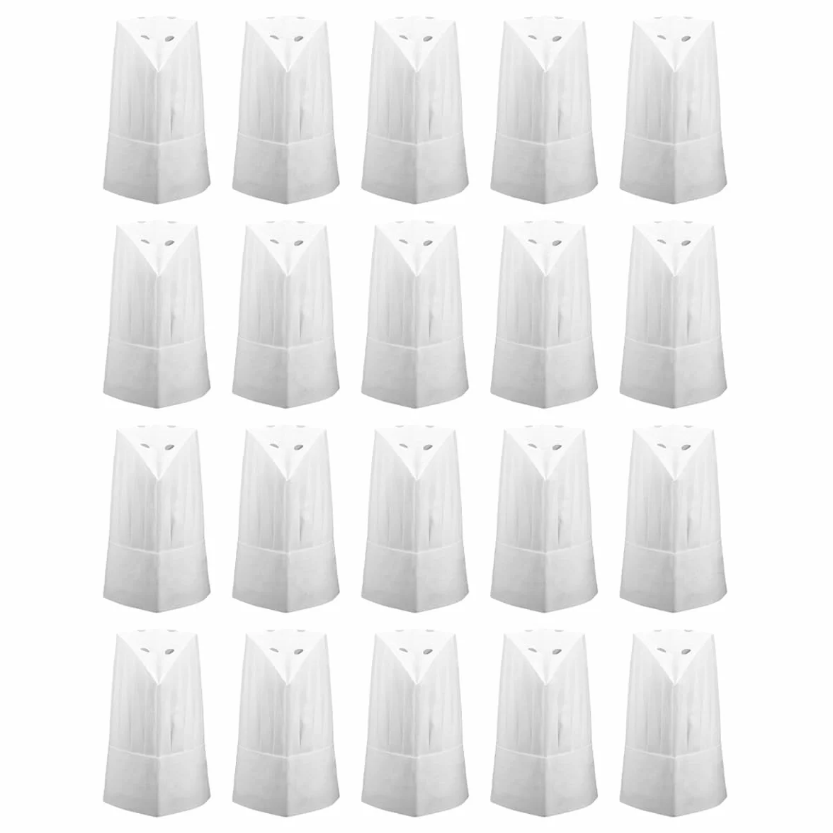 Set di Cappelli da Cuoco One-Time in Tessuto Non Tessuto Regolabili 20 Pezzi Bianco