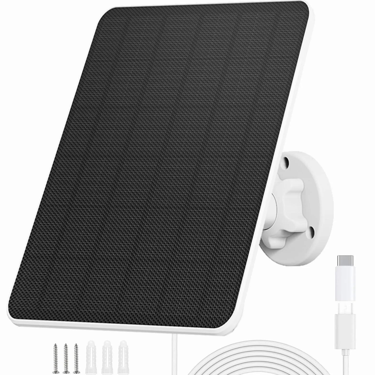 Pannello Solare da 6W per Telecamera di Sorveglianza,Pannello Solare USB per Telecamera di Sicurezza DC 5V a Batteria Ricaricabile,Campanello e Illuminazione Esterna cavo IP65 da 3m,Staffa Regolabile